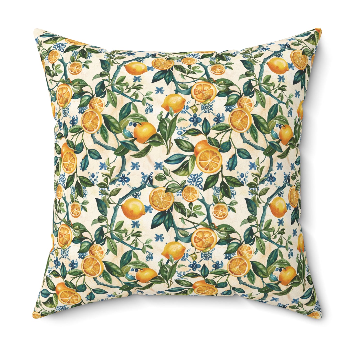 Lemon Branches Pillow | Citrus Floral Square Pillow, Botanical Home Decor