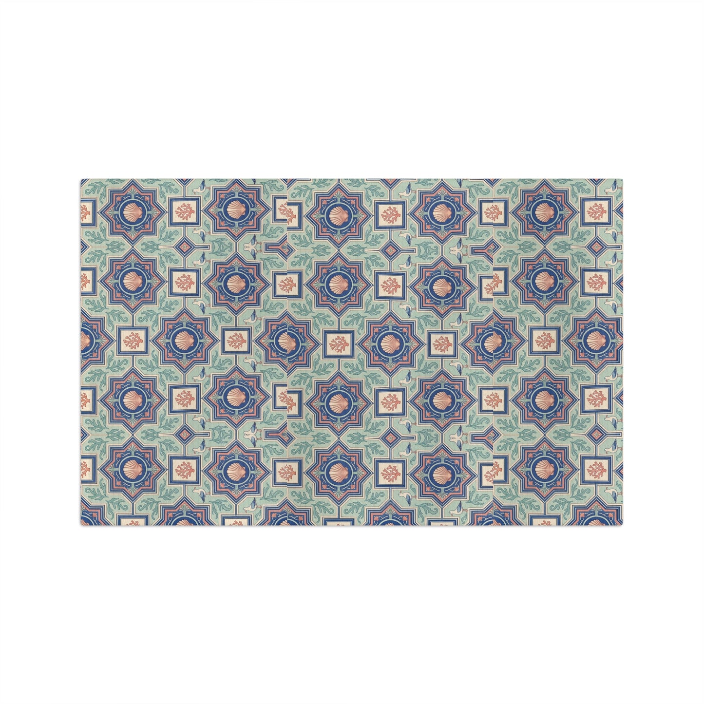 Geometric Moroccan Tile Tea Towel | Blue Green Patterned Kitchen Linen
