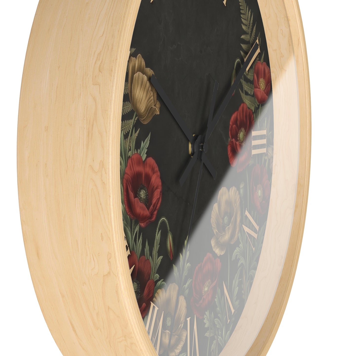 Vintage Floral Roman Numeral Wall Clock | Poppy and Fern Botanical Clock