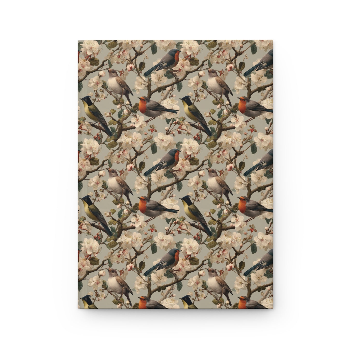Vintage Songbirds Pattern Hardcover Journal | Botanical Floral Notebook