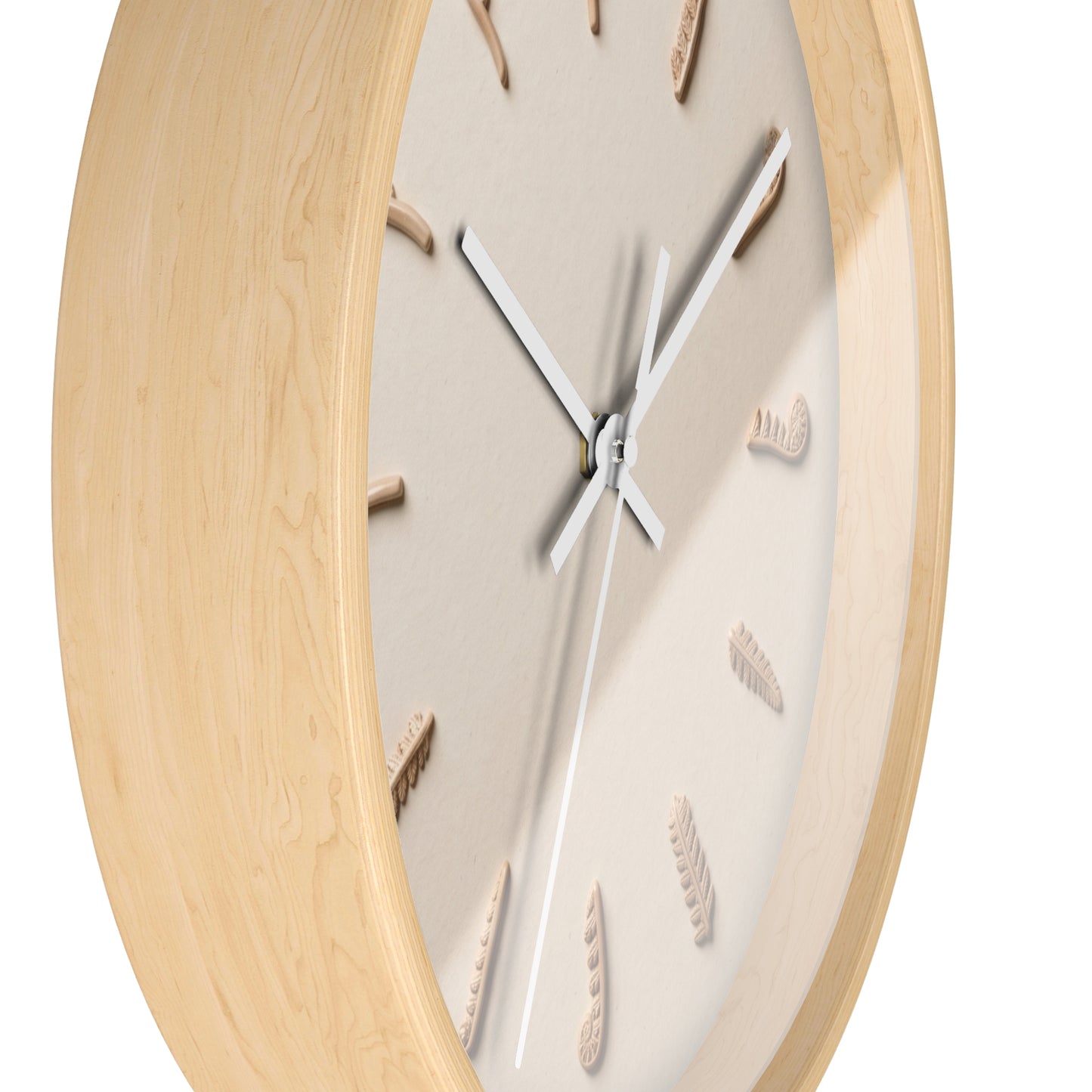 Clay Fern Motif Wall Clock | Minimal Botanical Timepiece