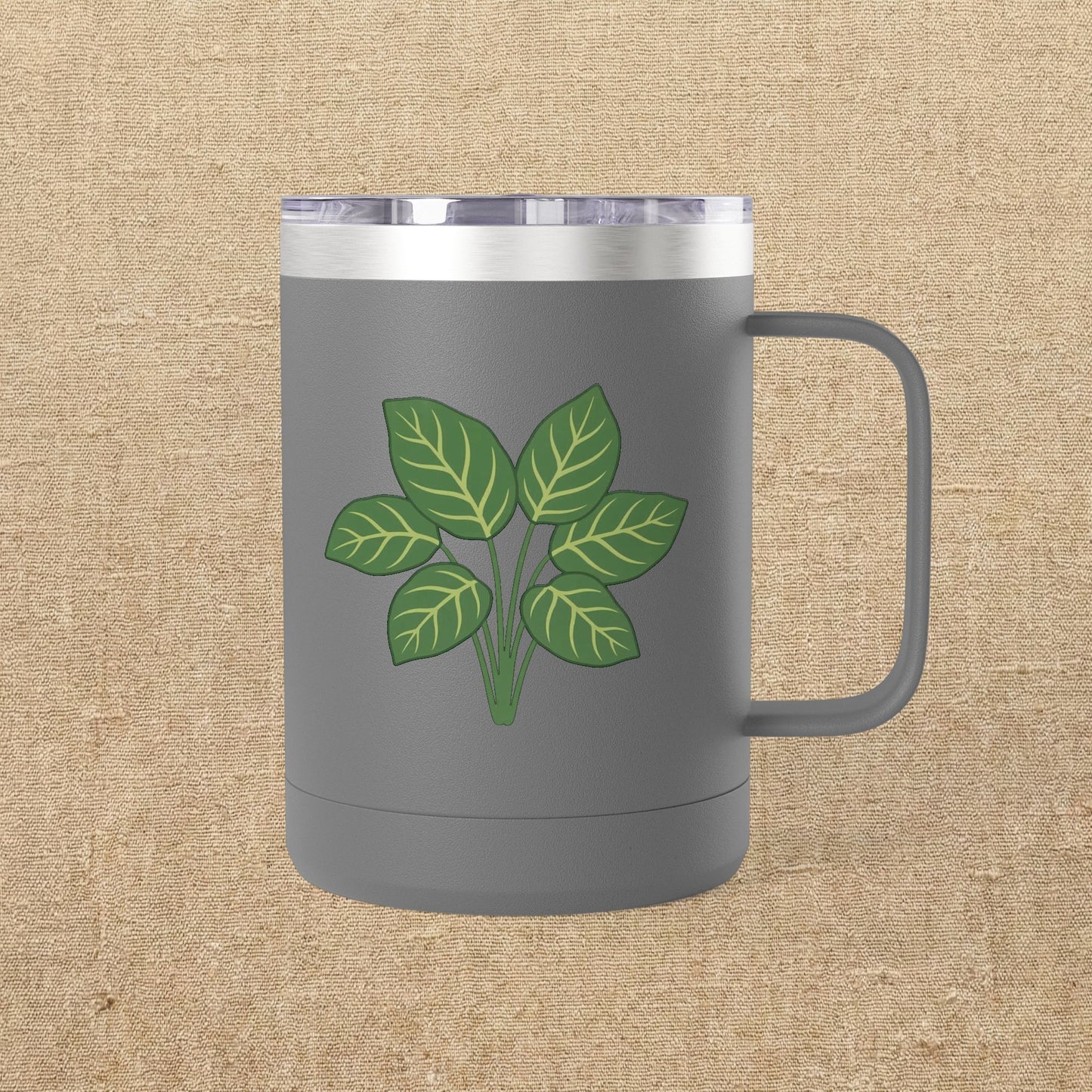 Green Leaves Plant Illustration Tumbler | 15oz Stainless Mug