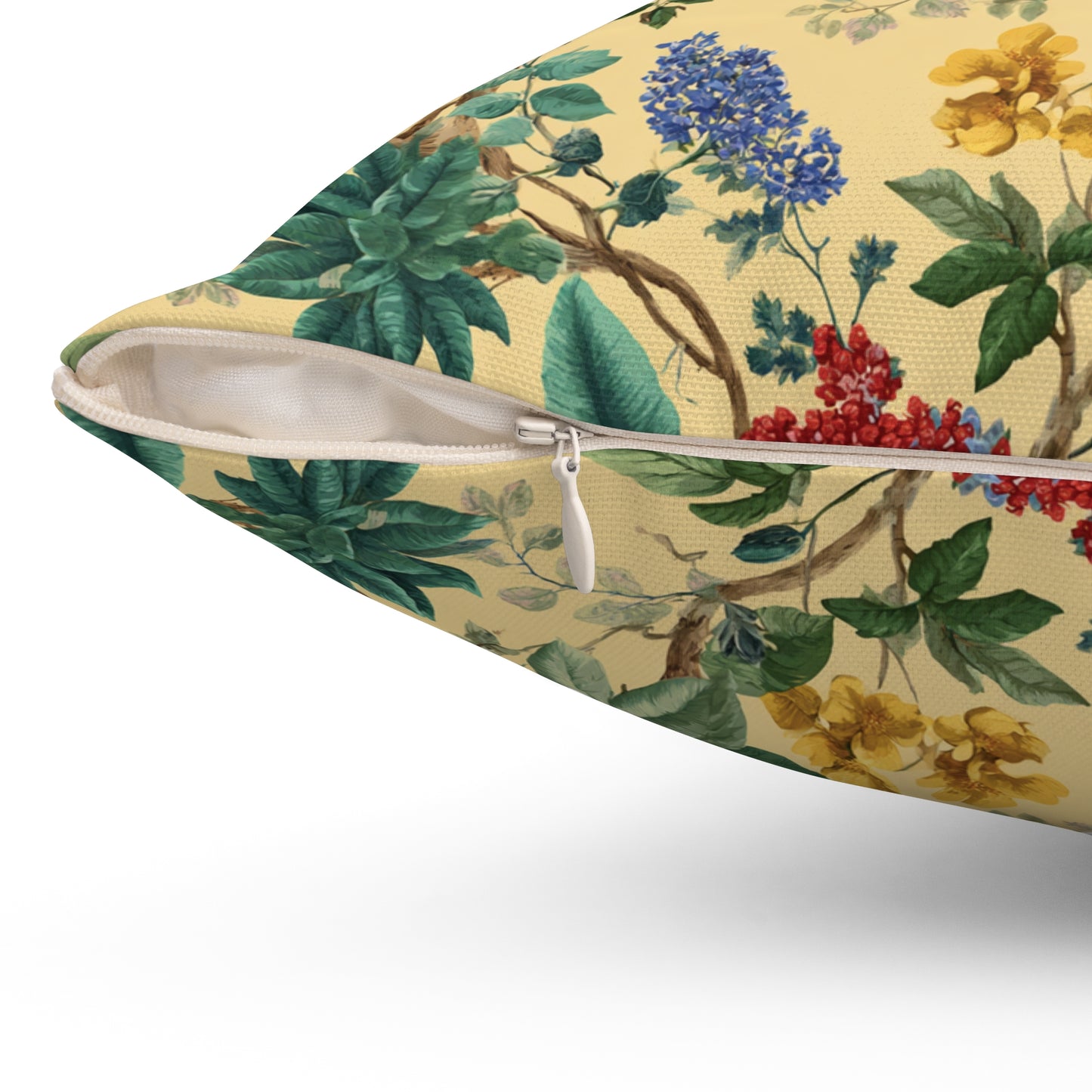 Vintage Floral Pattern Spun Polyester Square Pillow | Botanical Throw Pillow