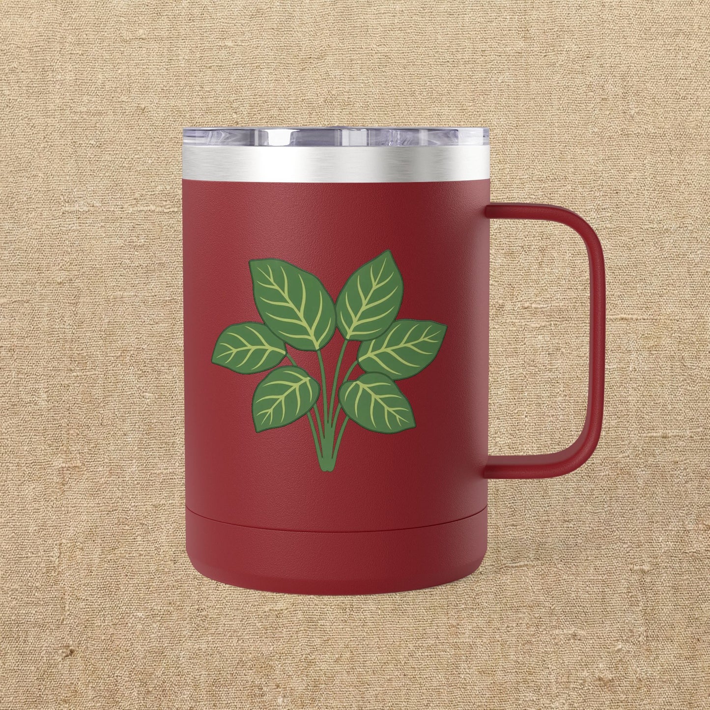 Green Leaves Plant Illustration Tumbler | 15oz Stainless Mug