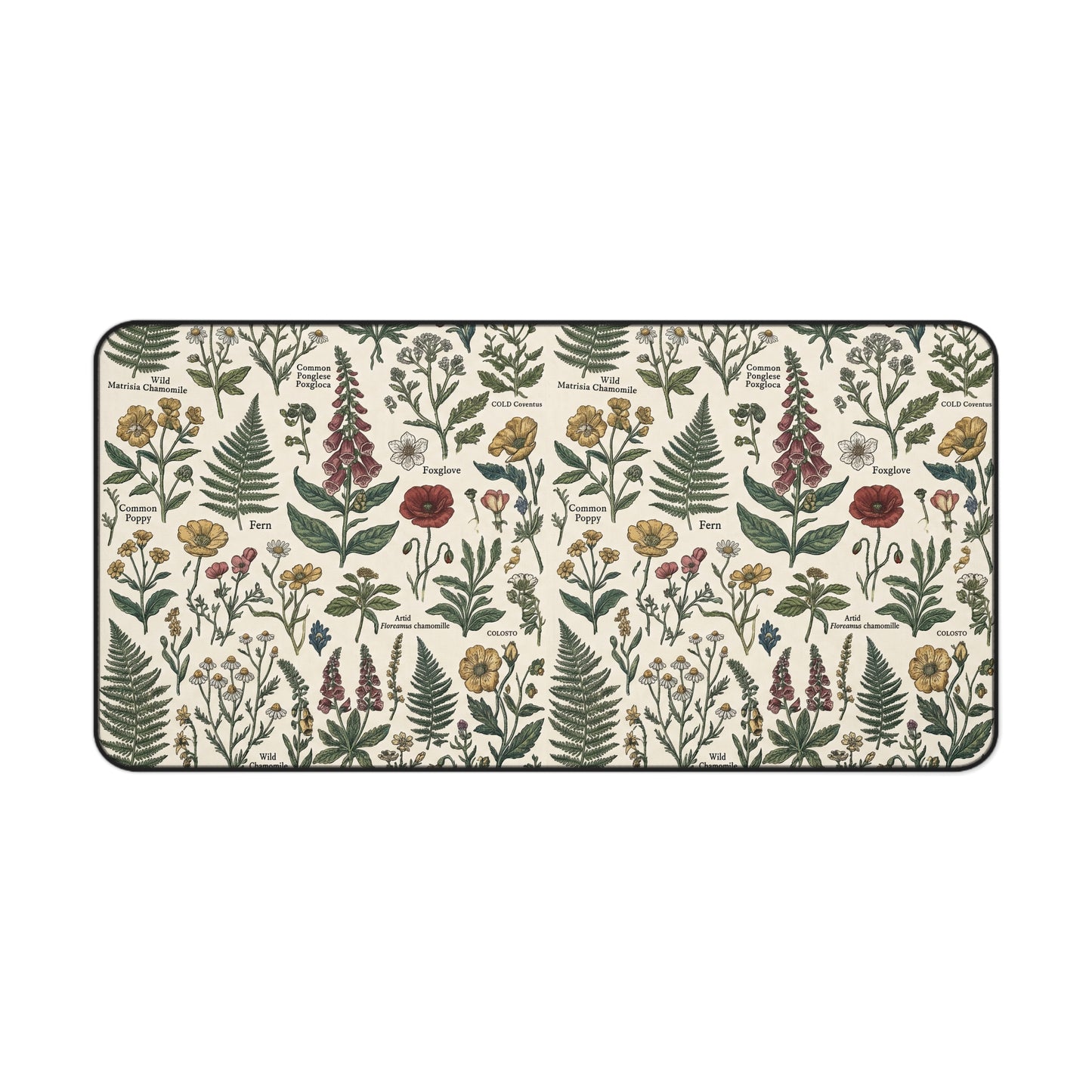 Vintage Botanical Print Desk Mat | Floral Herb Garden Mouse Pad