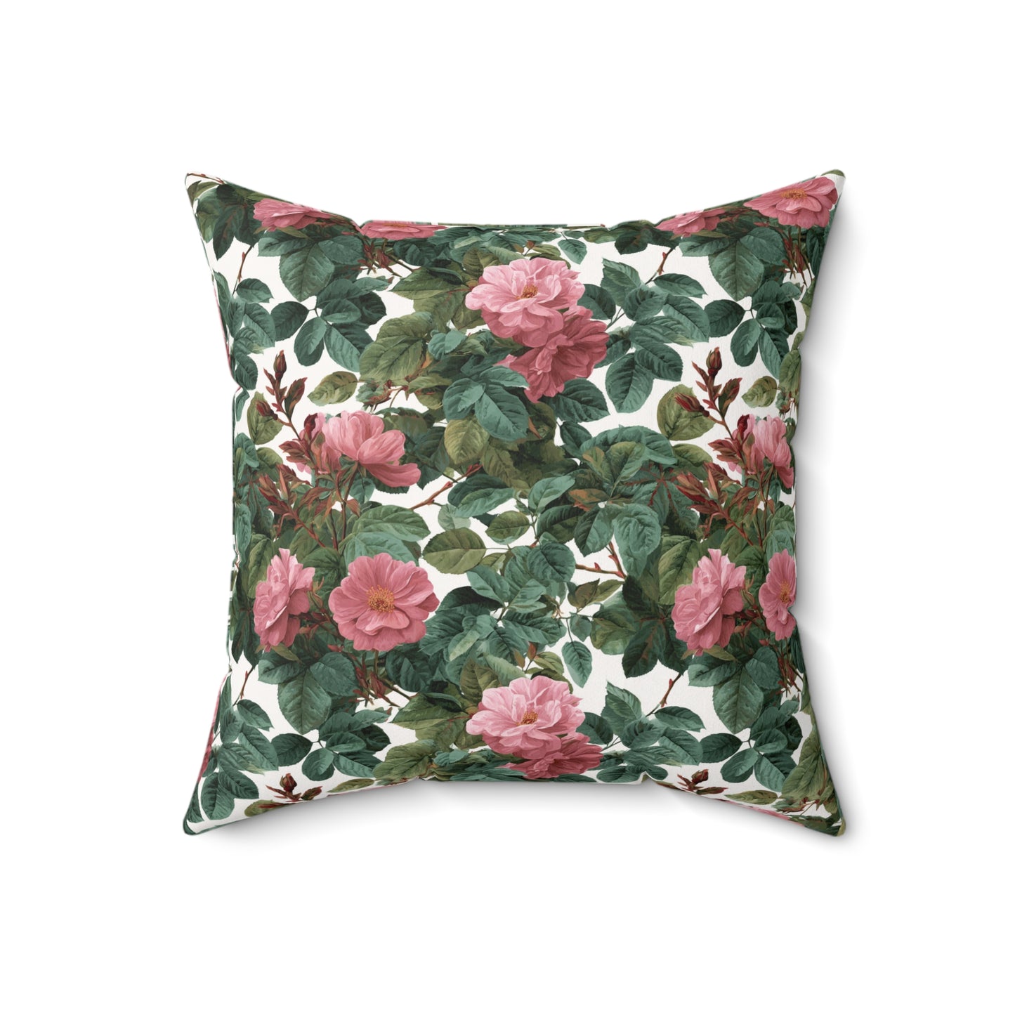 Vintage Pink Rose Floral Print Pillow | Square Pillow