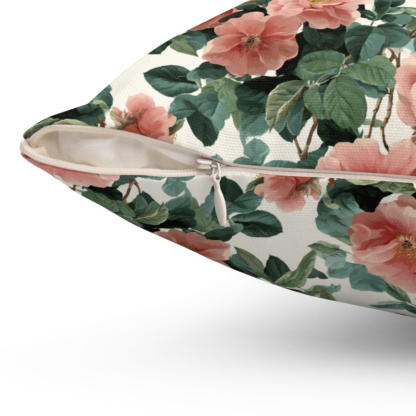 Vintage Pink Roses Floral Pillow | Spun Polyester Square Pillow