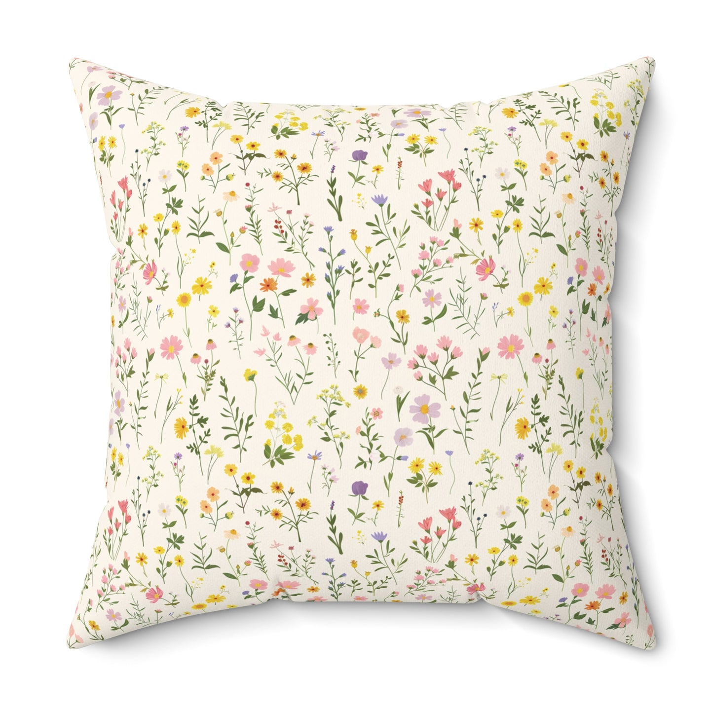 Wildflower Meadow Pillow | Botanical Floral Pattern Square Pillow
