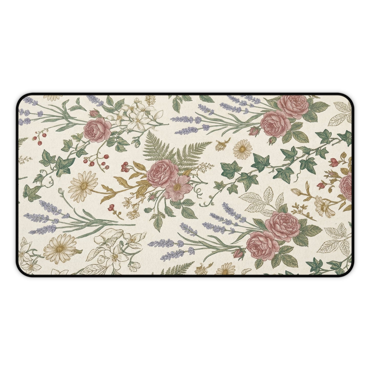 Vintage Wildflower Pattern Desk Mat | Floral Botanical Mouse Pad