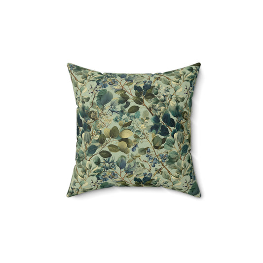 Vintage Botanical Leaves Pillow | Green Floral Throw Pillow