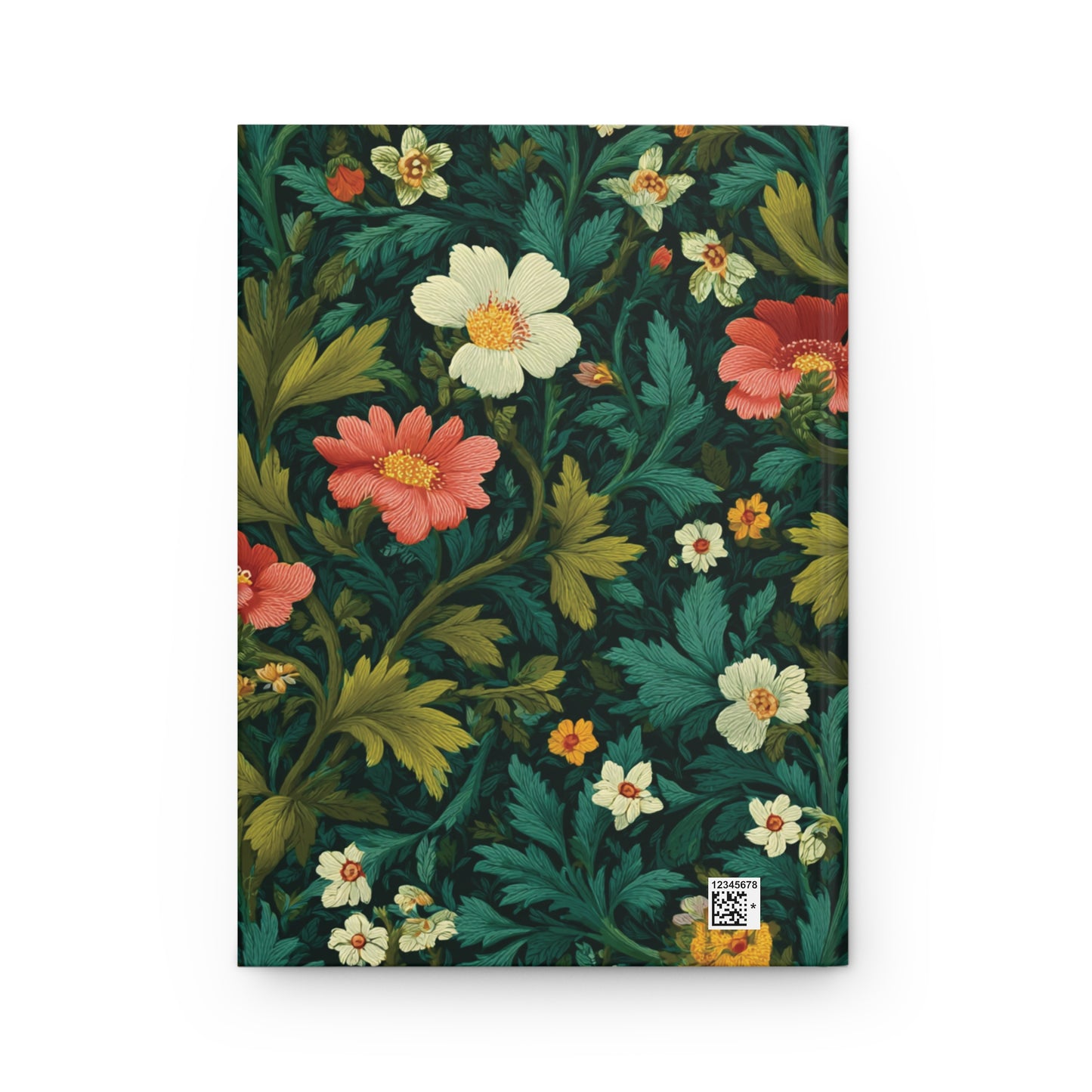 Vintage Floral Pattern Hardcover Journal | Dark Green Botanical Notebook