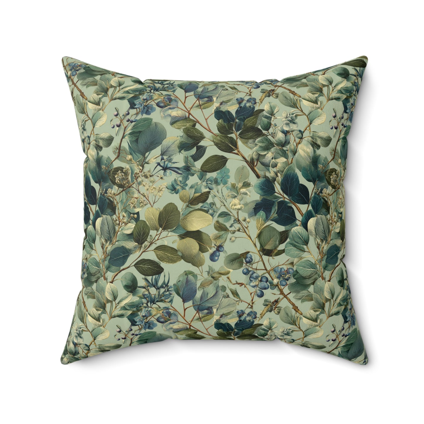 Vintage Botanical Leaves Pillow | Green Floral Throw Pillow