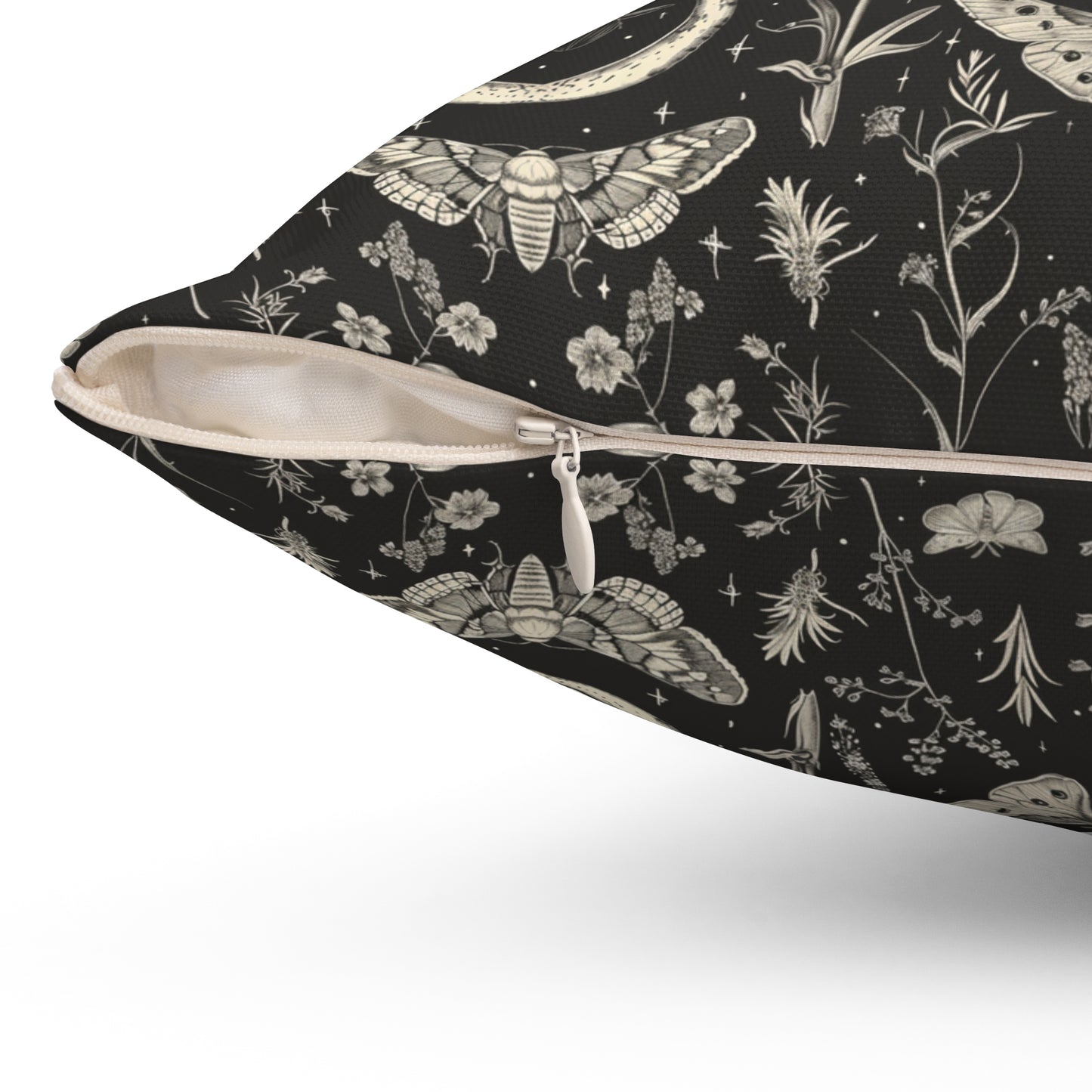 Vintage Moth and Moon Pillow | Botanical Moth Pattern