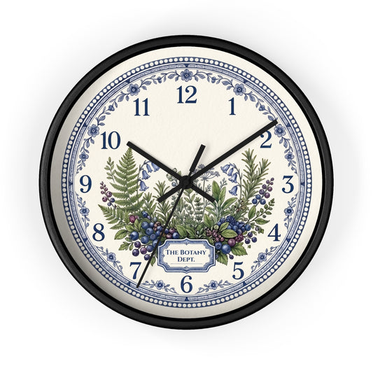 Custom Botanical Clock, Vintage Herbarium Wall Clock | Personalized Cottagecore Gift | Botanical Blueberries