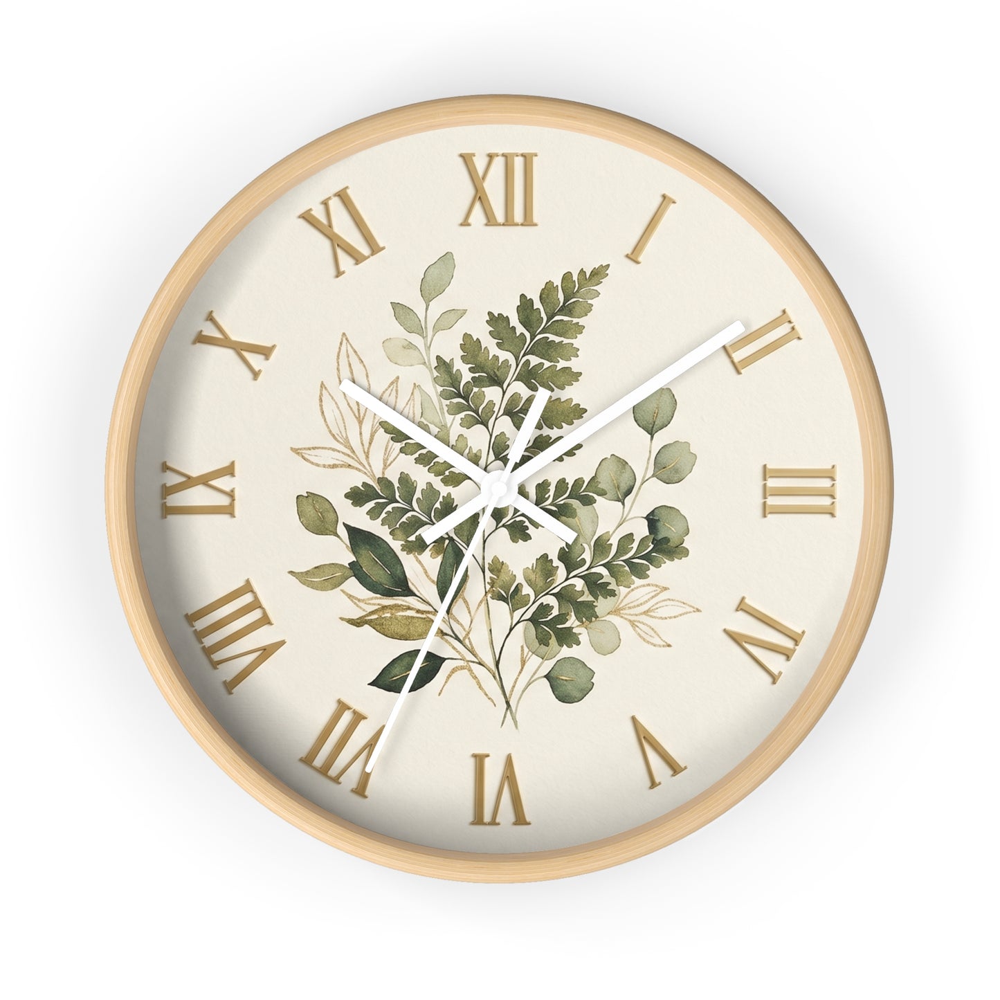 Green Botanical Roman Numeral Wall Clock | Floral Clock