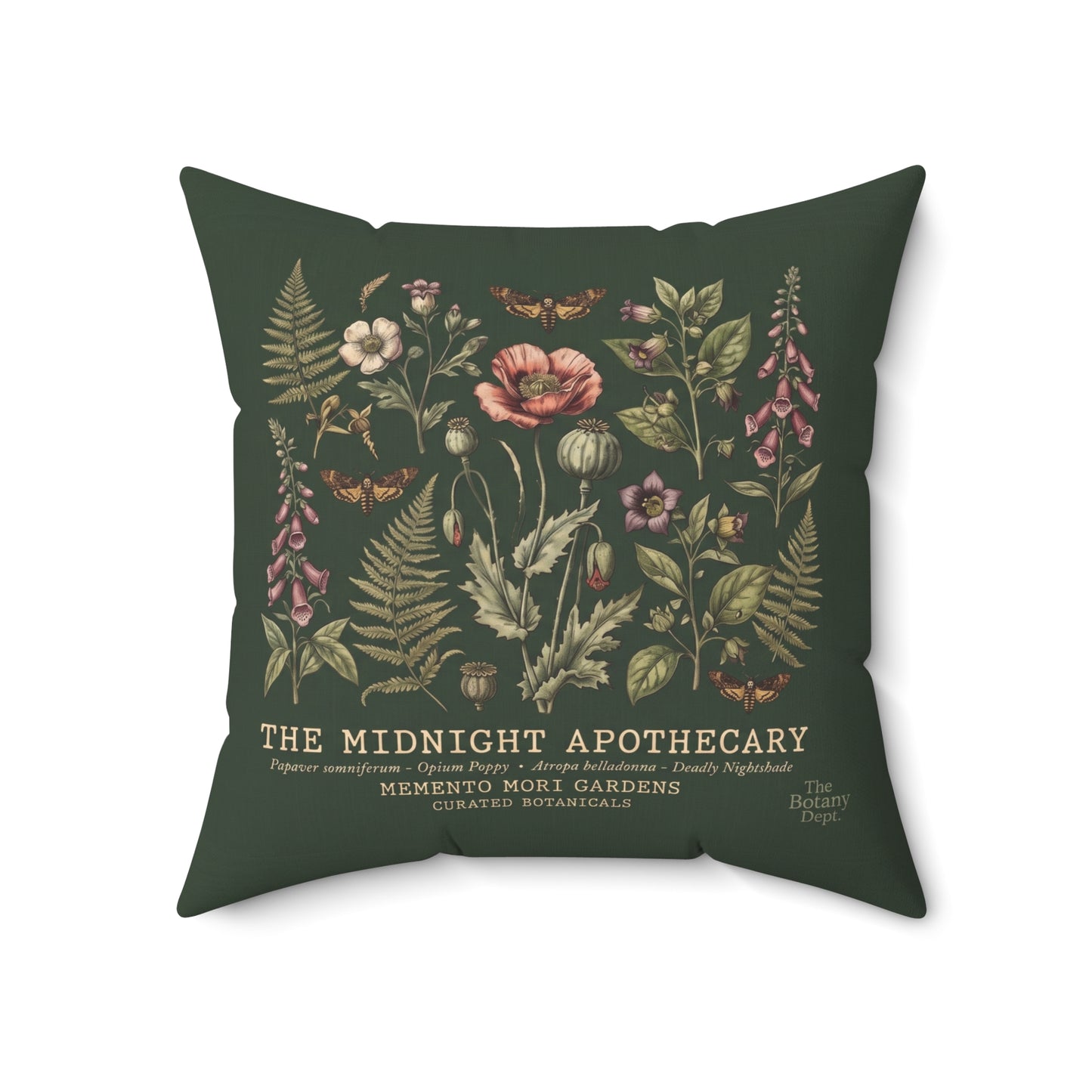 Midnight Apothecary Floral Print Pillow | Botanical Square Pillow