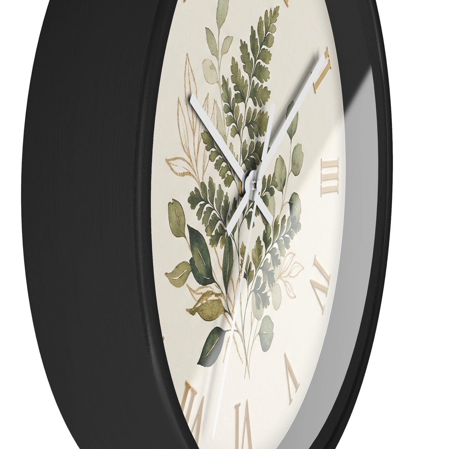 Green Botanical Roman Numeral Wall Clock | Floral Clock