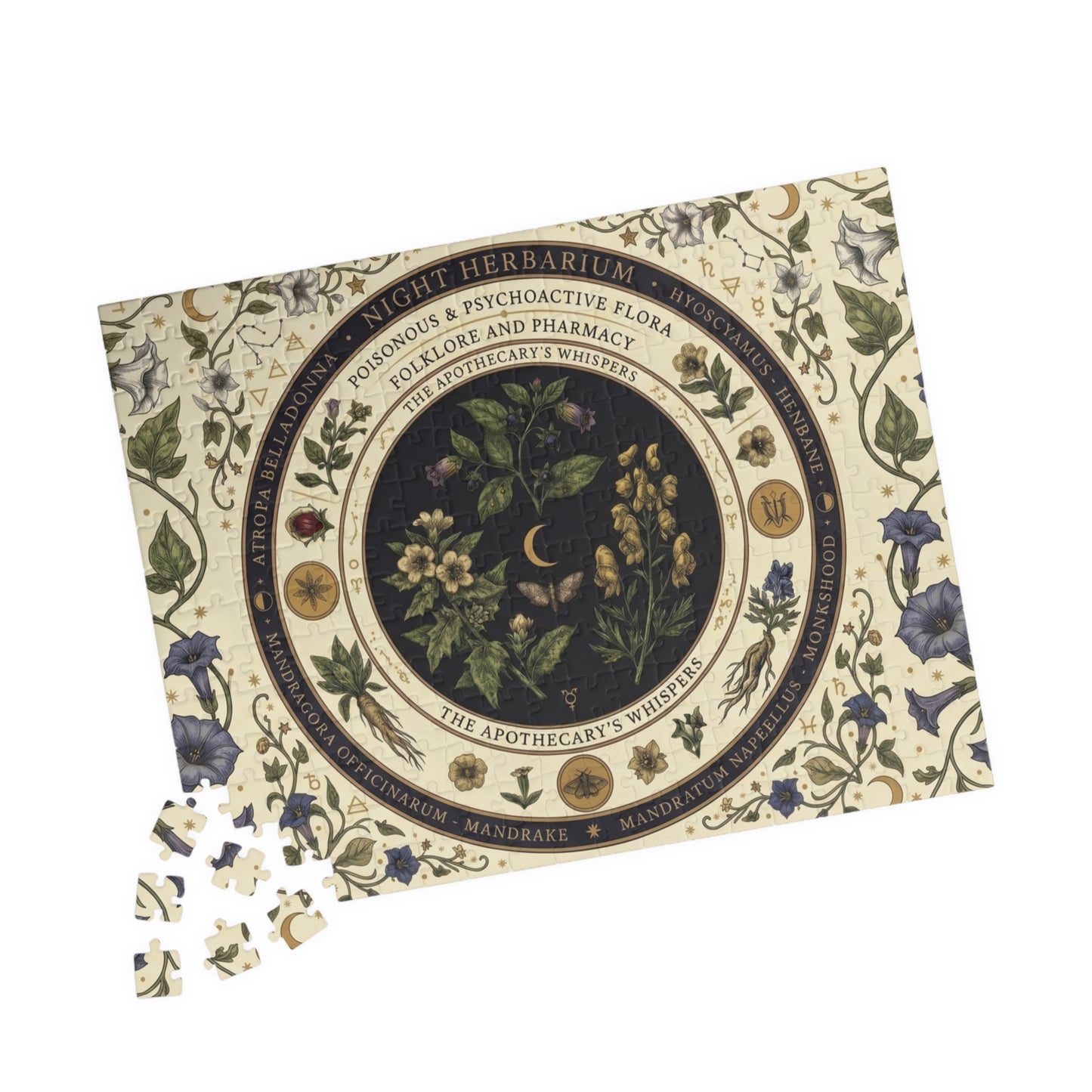 Herbal Apothecary Mandala Puzzle 110, 252, 520, or 1014 Pieces | Botanical Illustration Jigsaw