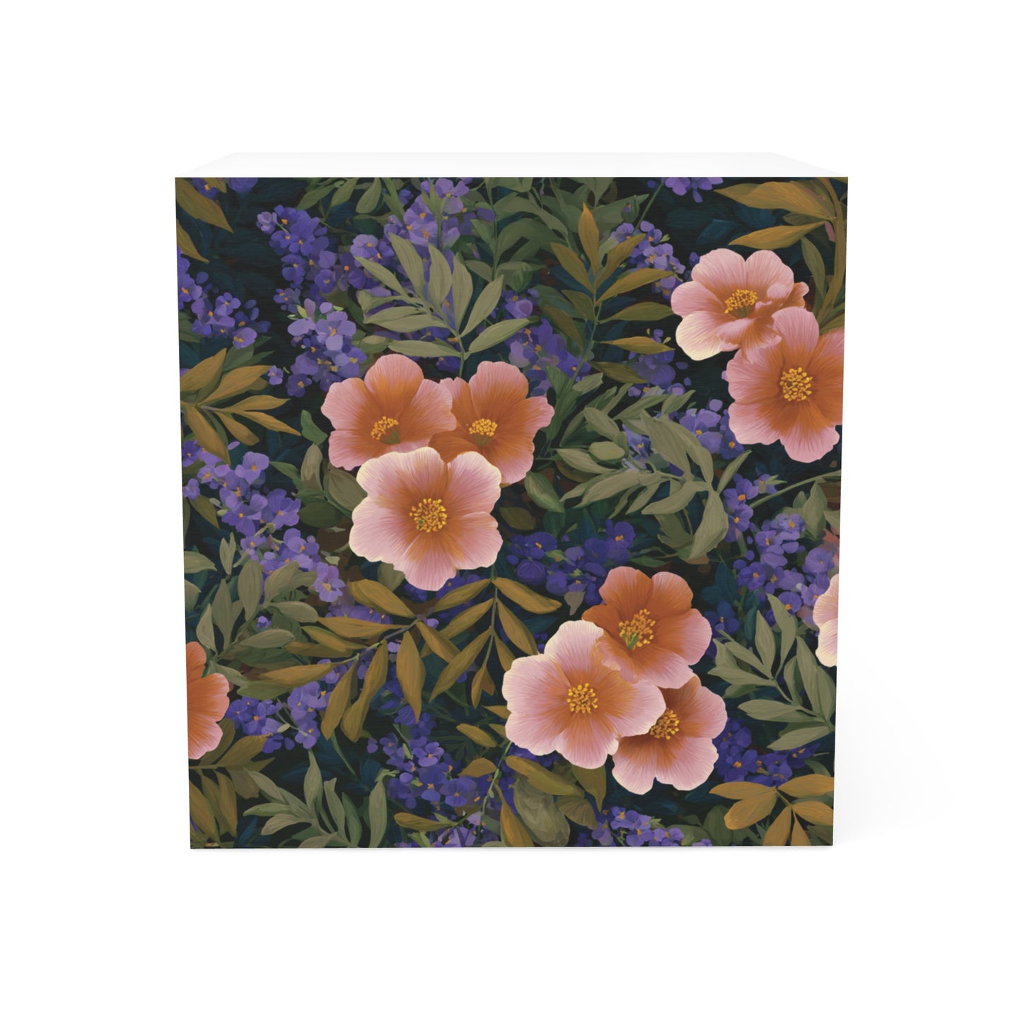 Peach Floral Pattern Note Cube | Floral Sticky Notes