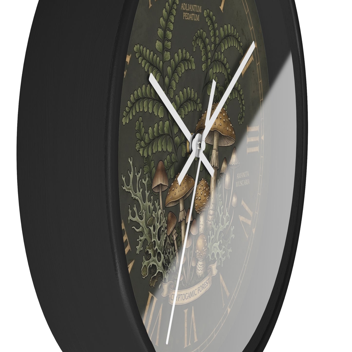 Mushroom Botanical Wall Clock | Vintage Fern Illustration