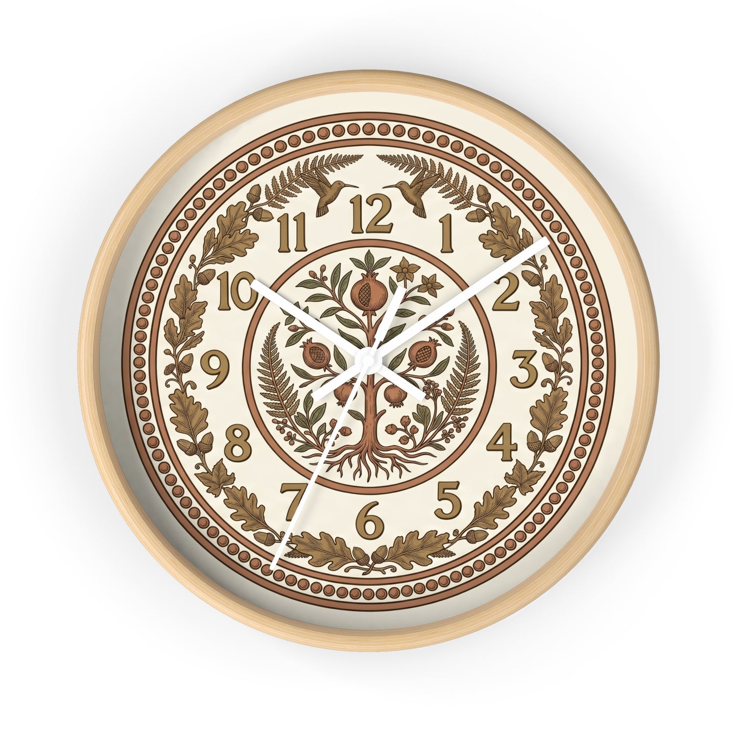 Pomegranate Medallion Wall Clock | Vintage Botanical Folk Art Ornamental