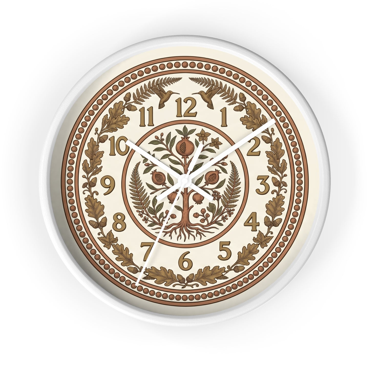 Pomegranate Medallion Wall Clock | Vintage Botanical Folk Art Ornamental