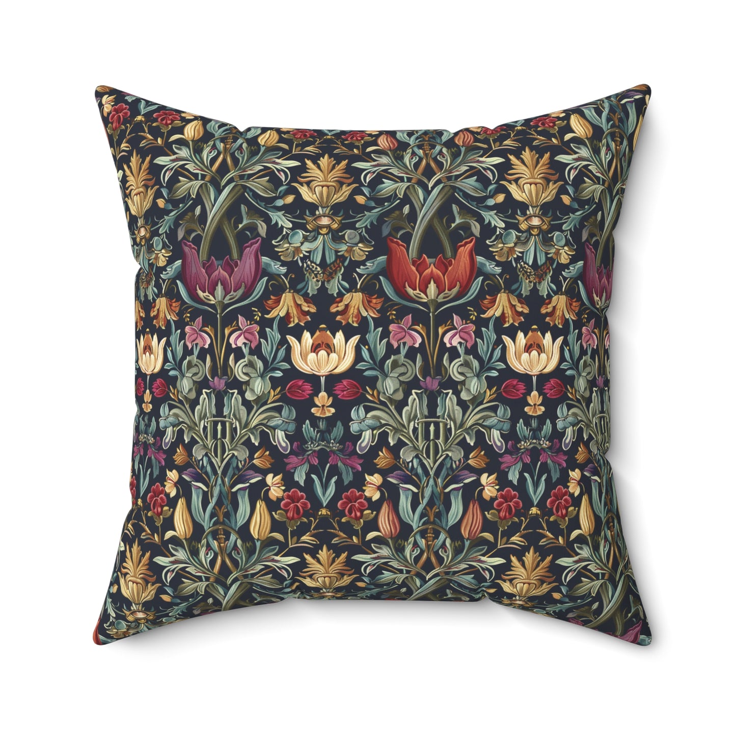 William Morris Style Floral Pattern Pillow | Vintage Botanical Throw Pillow