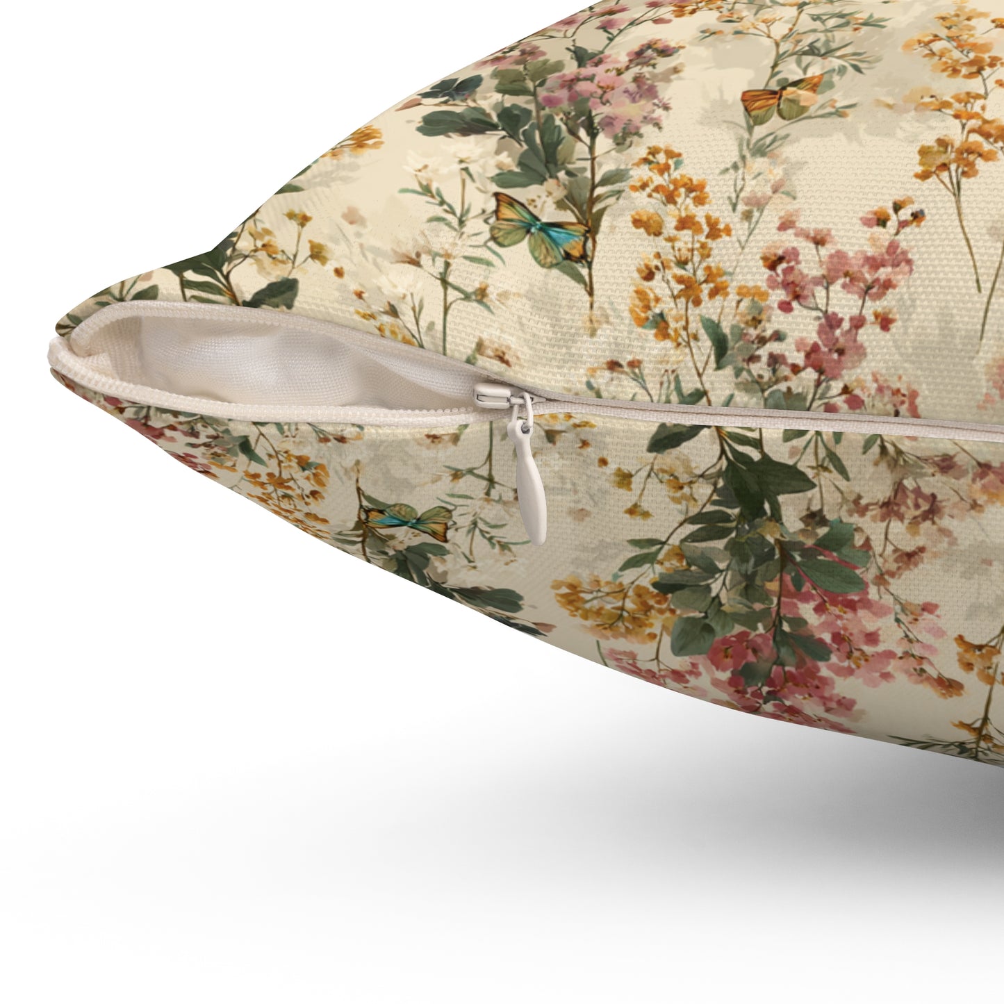 Vintage Wildflower Print Pillow | Botanical Floral Pattern Square Pillow