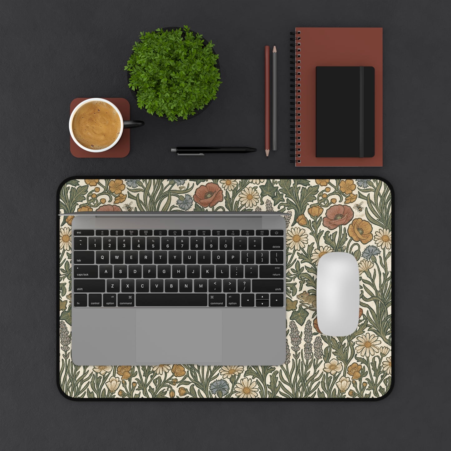 Vintage Wildflower Pattern Desk Mat | Floral Botanical Mousepad