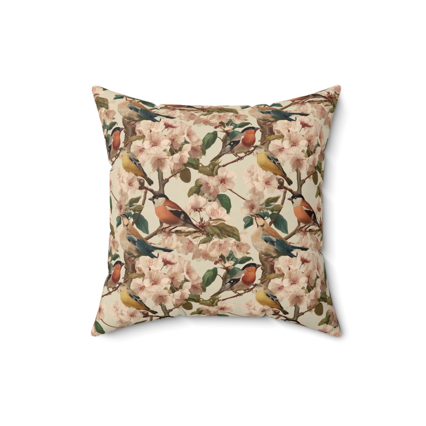 Vintage Bird Floral Pillow | Throw Pillow, Botanical Songbirds Pattern