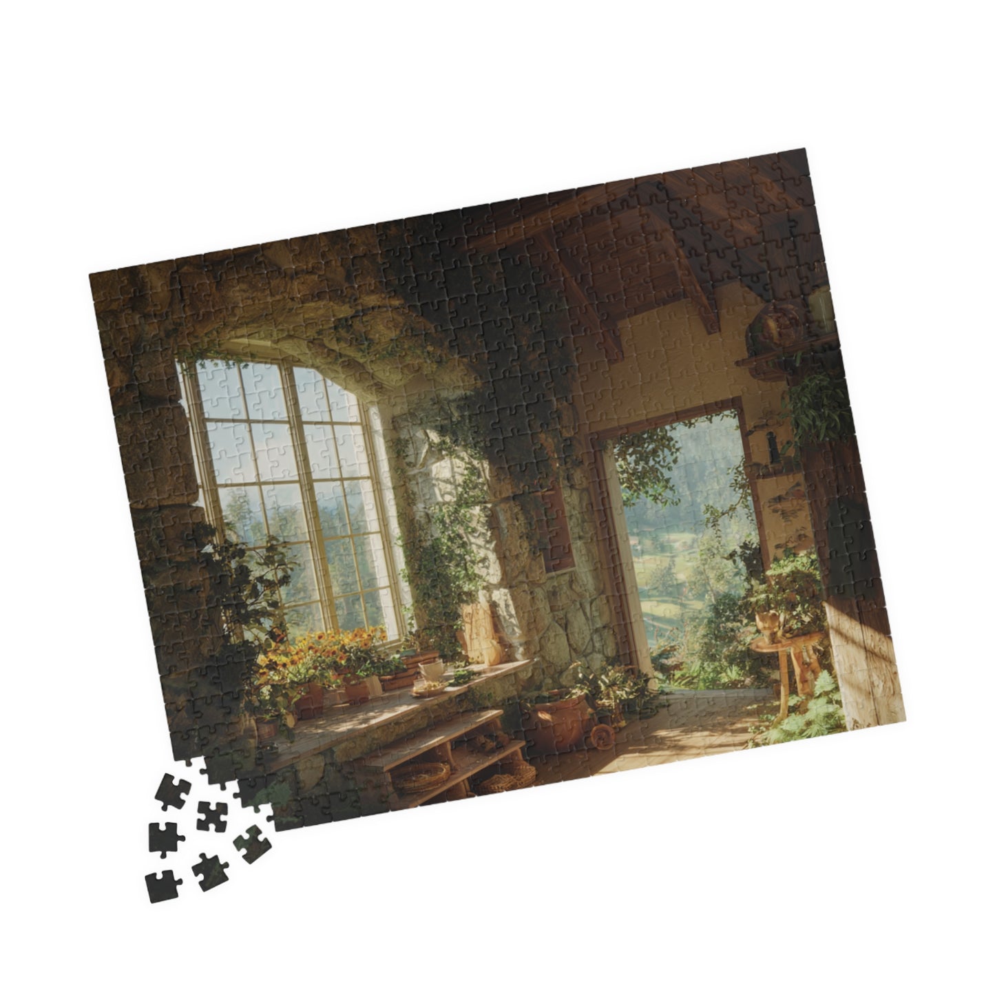 Sunlit Garden Interior Puzzle | Vintage Cottage Window 110-1014Piece