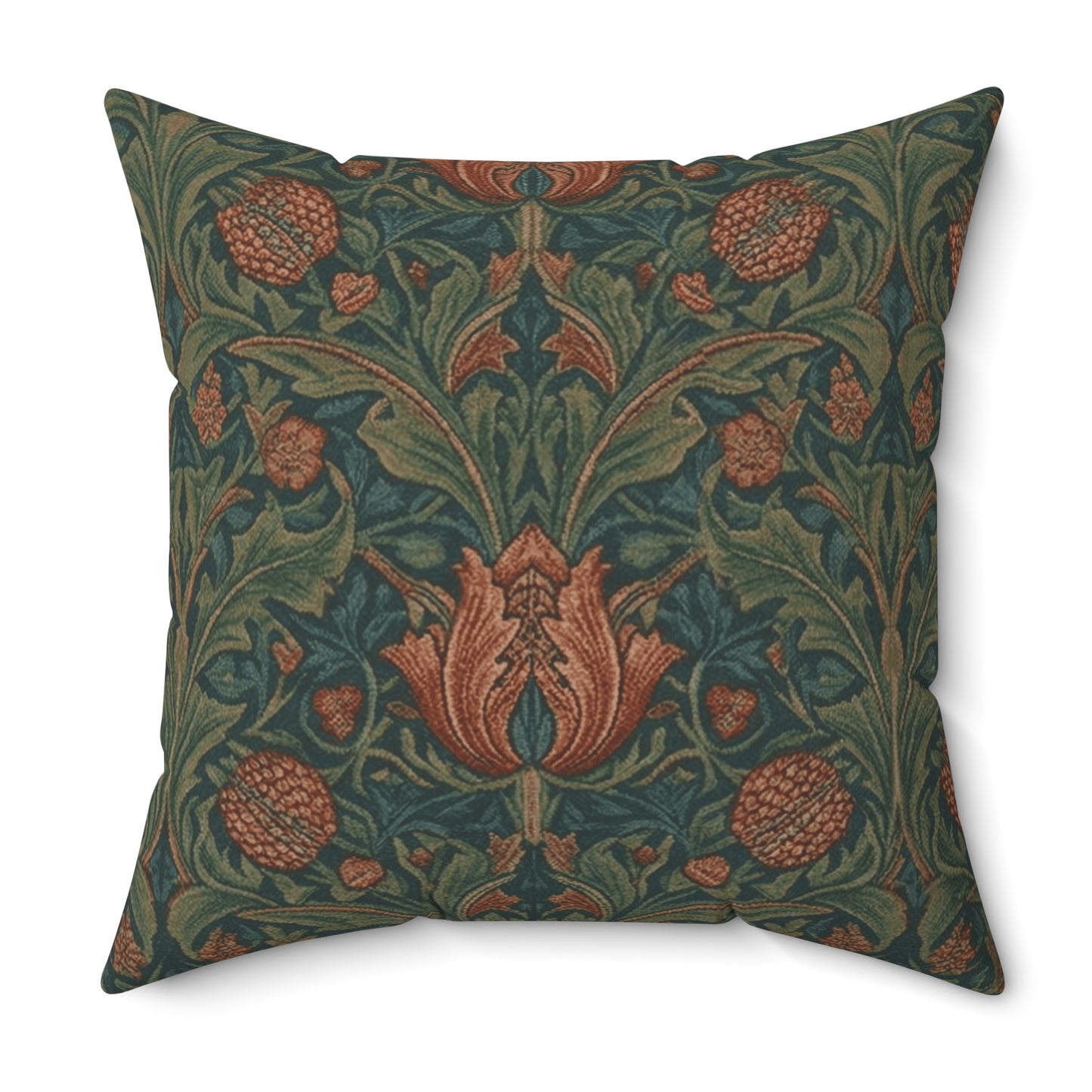 William Morris Style Floral Pattern Pillow | Botanical Throw Pillow