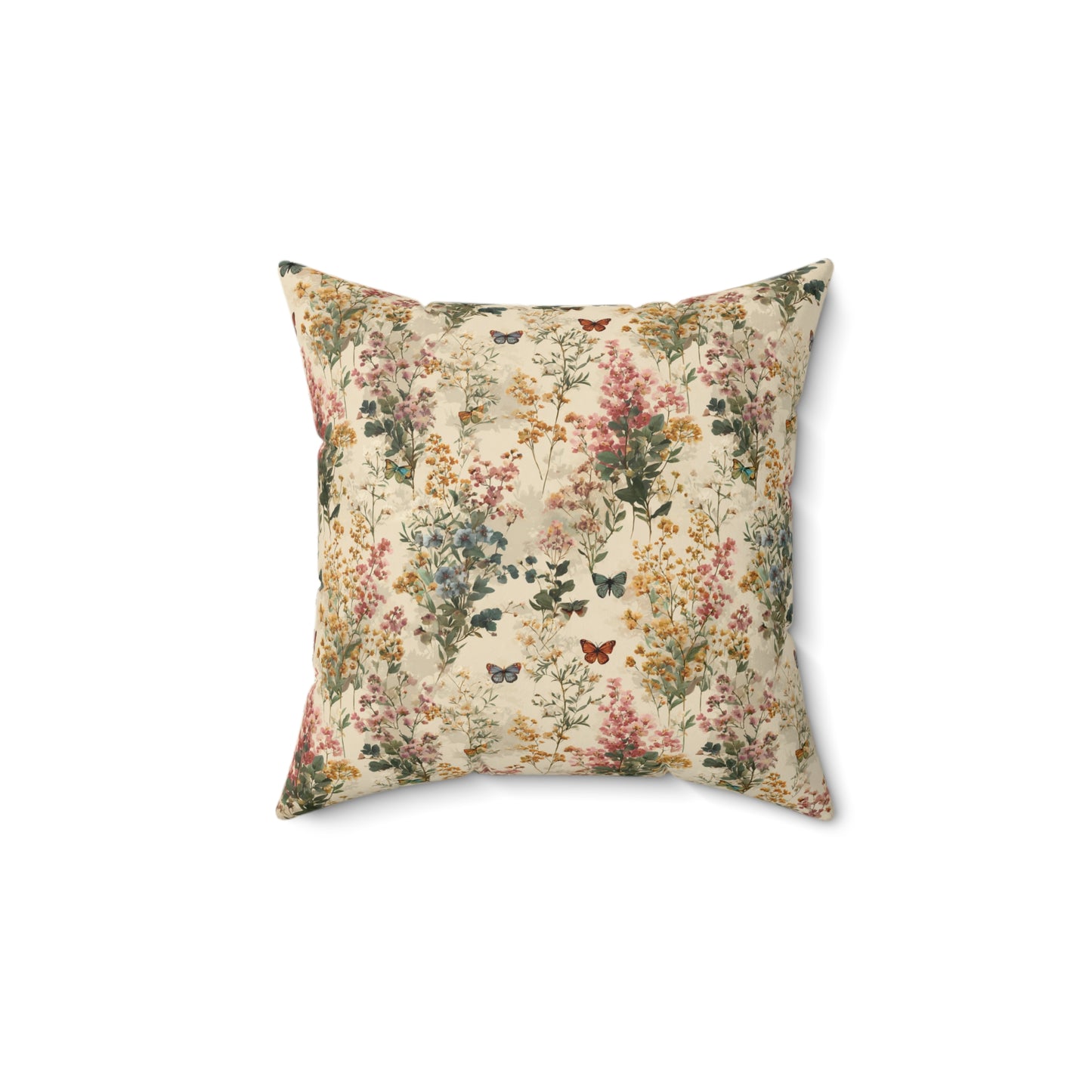 Vintage Wildflower Print Pillow | Botanical Floral Pattern Square Pillow