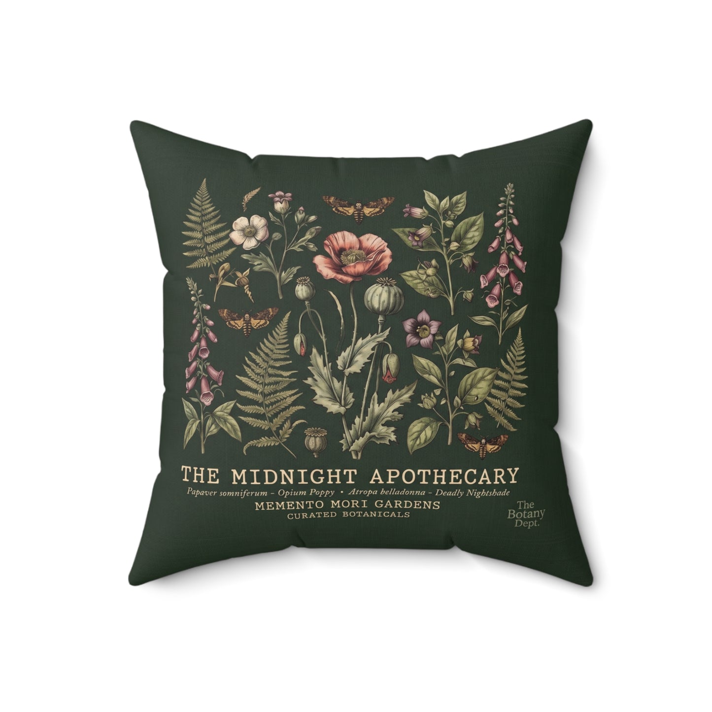 Midnight Apothecary Floral Print Pillow | Botanical Square Pillow