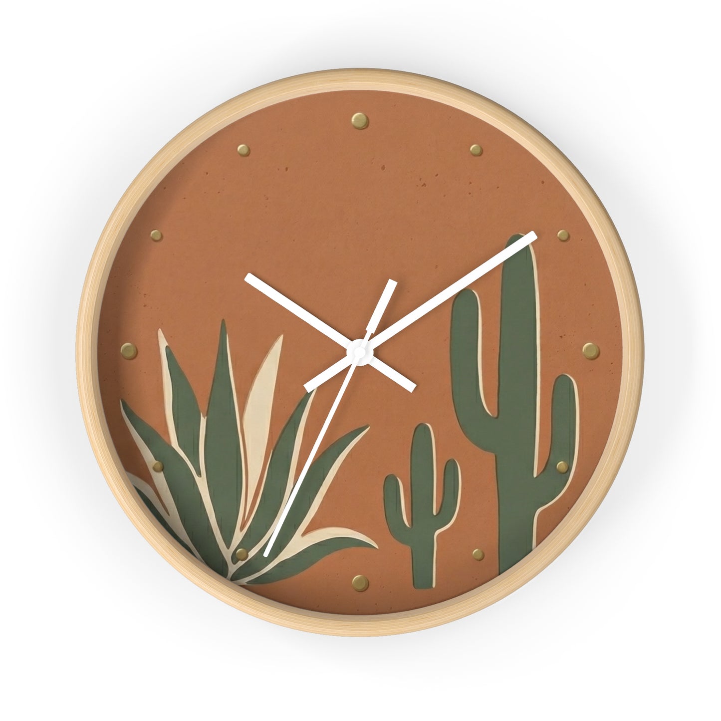 Desert Cactus Illustration Wall Clock | Terracotta Succulent Decor