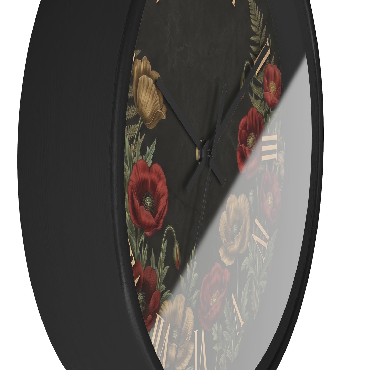 Vintage Floral Roman Numeral Wall Clock | Poppy and Fern Botanical Clock