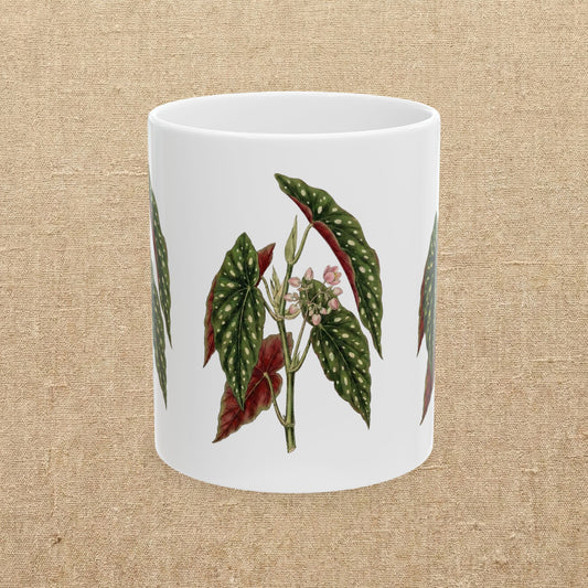 Begonia Maculata Illustration Mug | Polka Dot Begonia Ceramic Mug