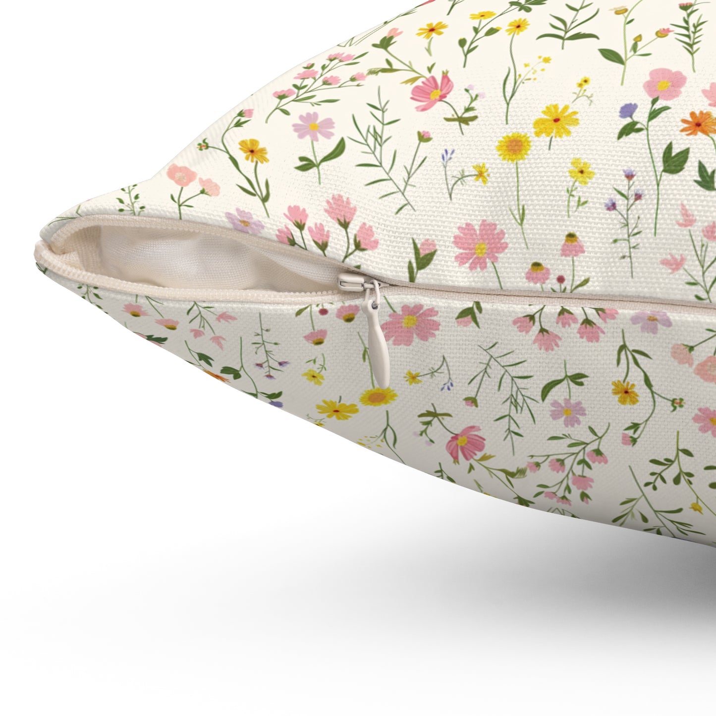 Wildflower Meadow Pillow | Botanical Floral Pattern Square Pillow