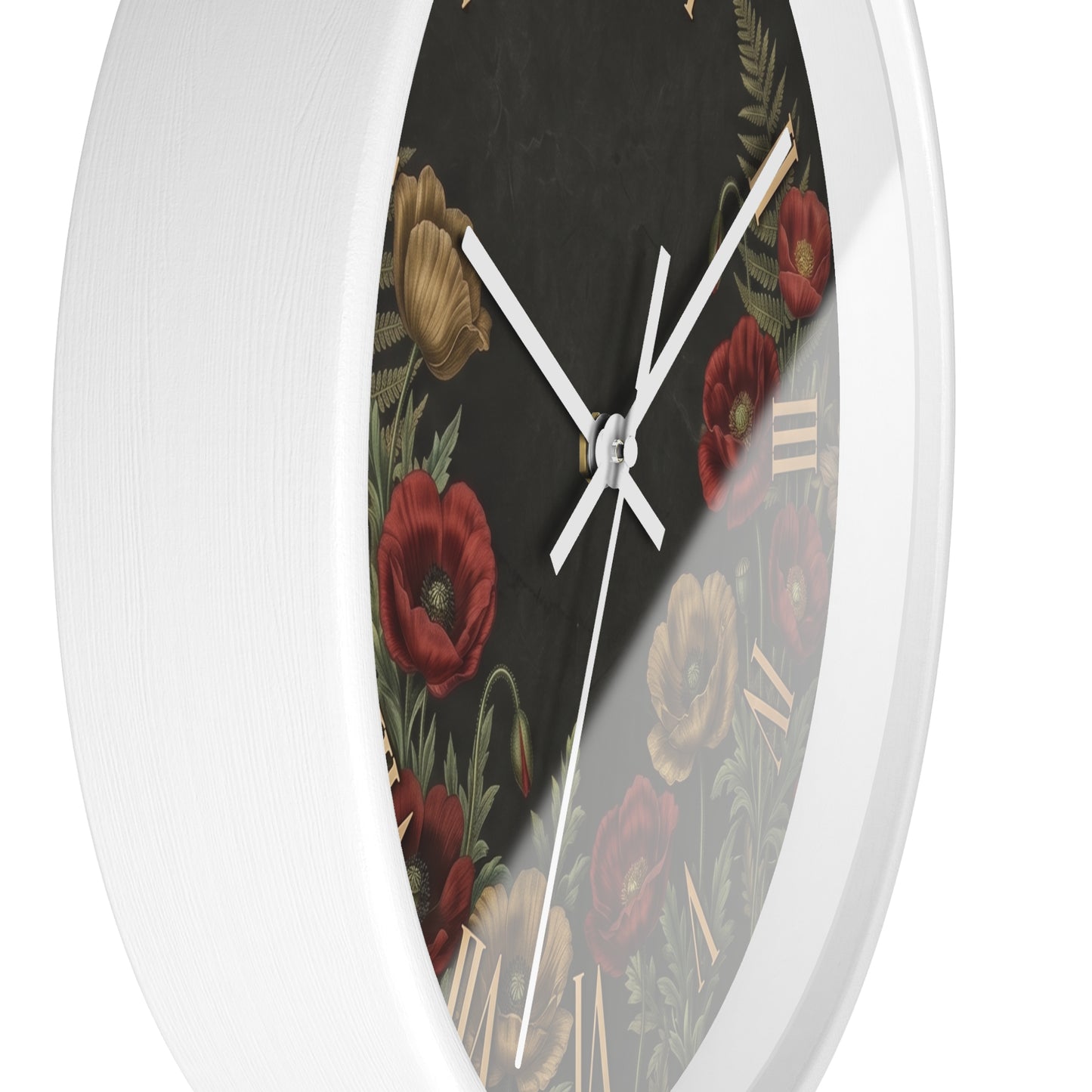 Vintage Floral Roman Numeral Wall Clock | Poppy and Fern Botanical Clock