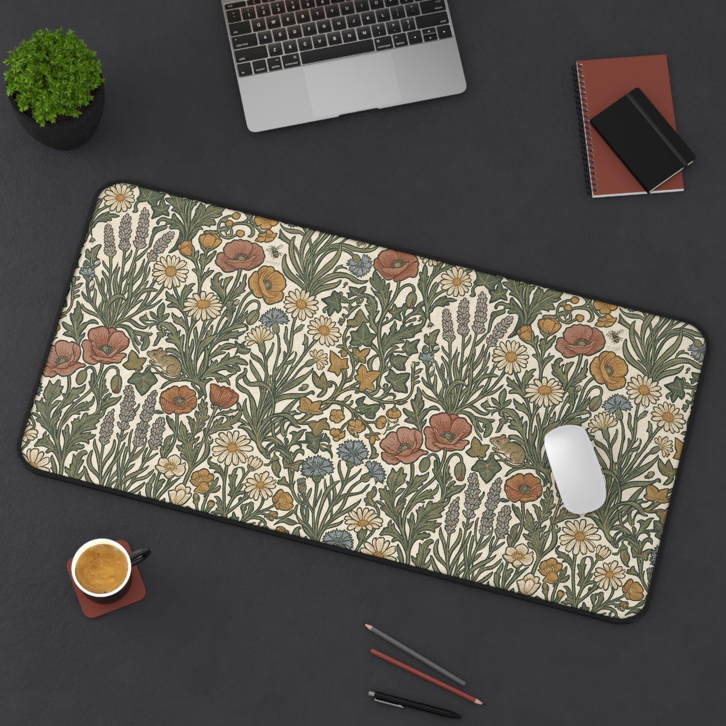 Vintage Wildflower Pattern Desk Mat | Floral Botanical Mousepad