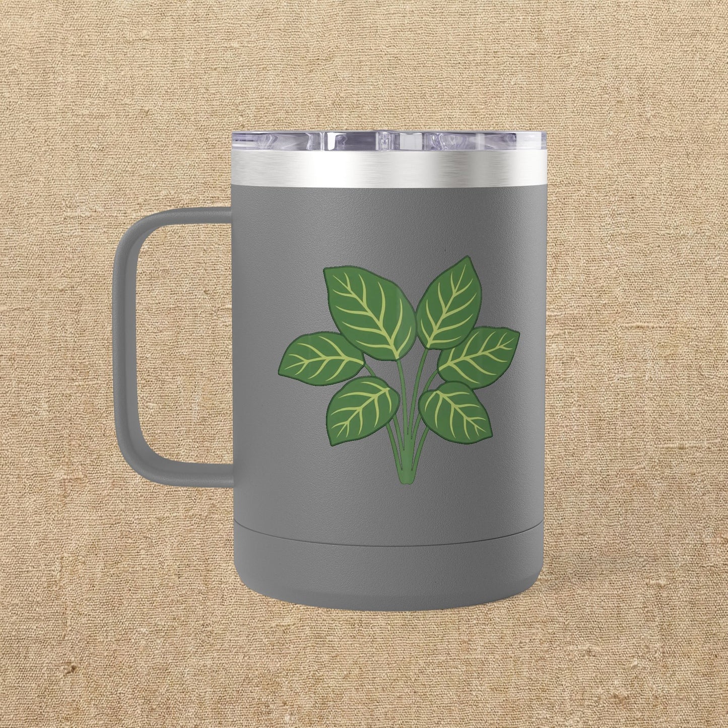 Green Leaves Plant Illustration Tumbler | 15oz Stainless Mug
