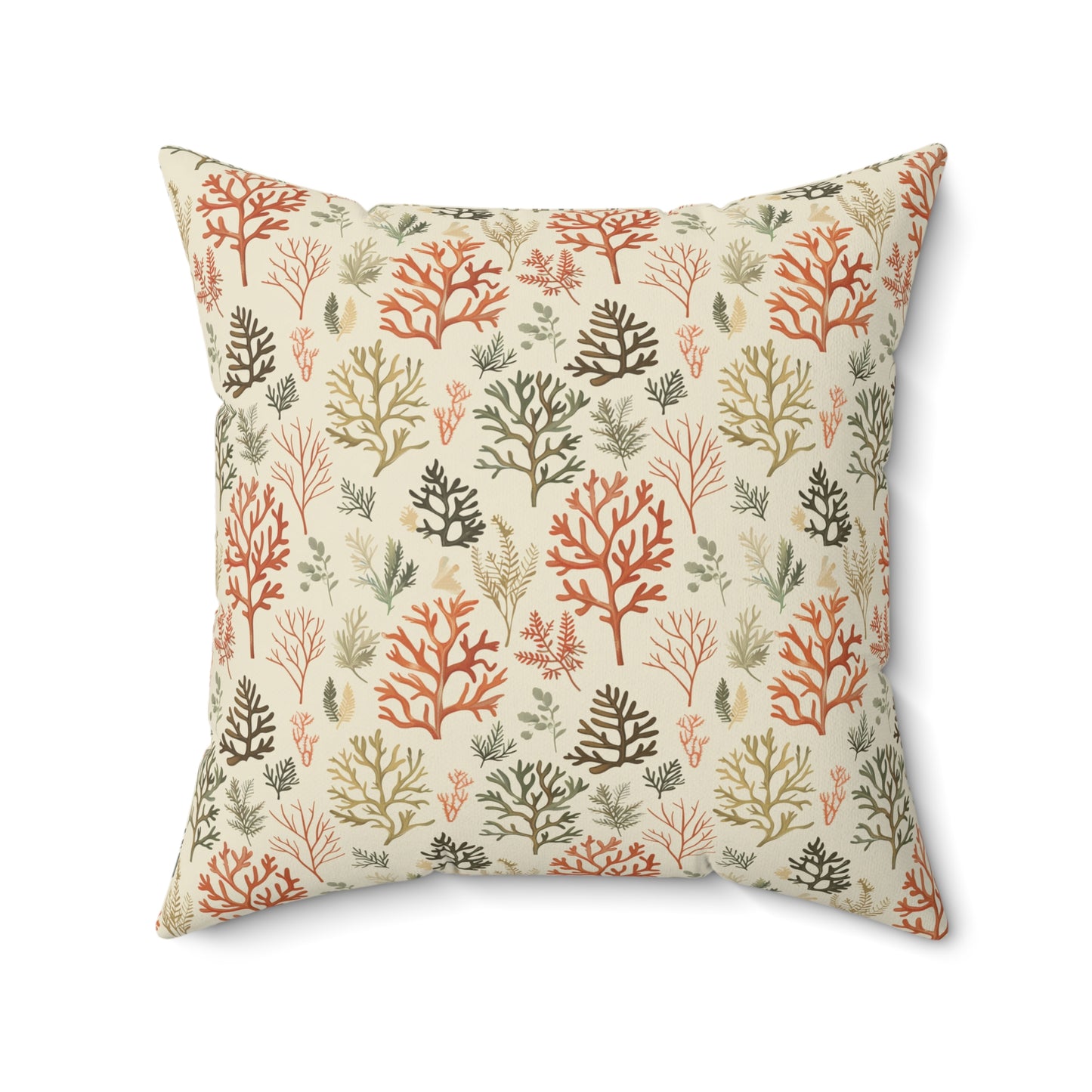 Coral Reef Pattern Pillow | Square Throw Pillow, Coastal Home Decor