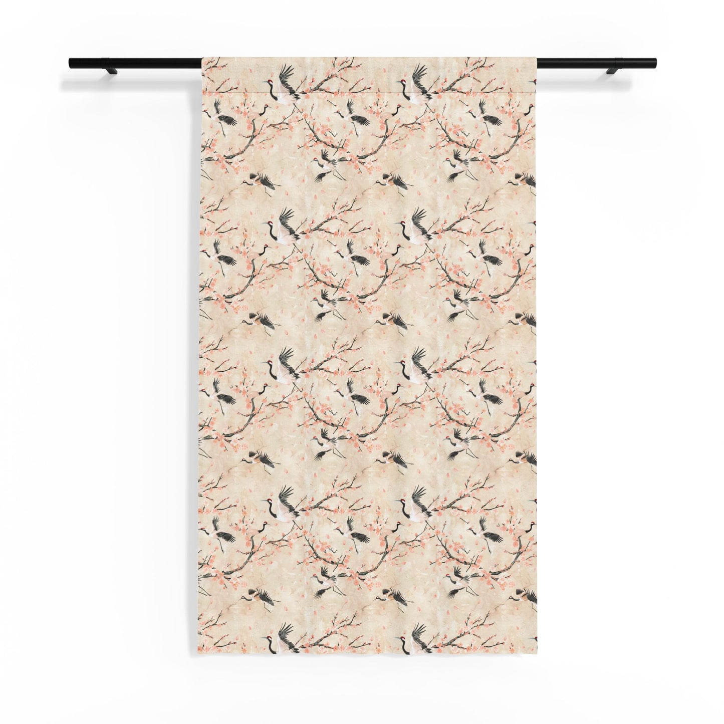 Cherry Blossom Stork Sheer Window Curtain | Floral Spring Pattern