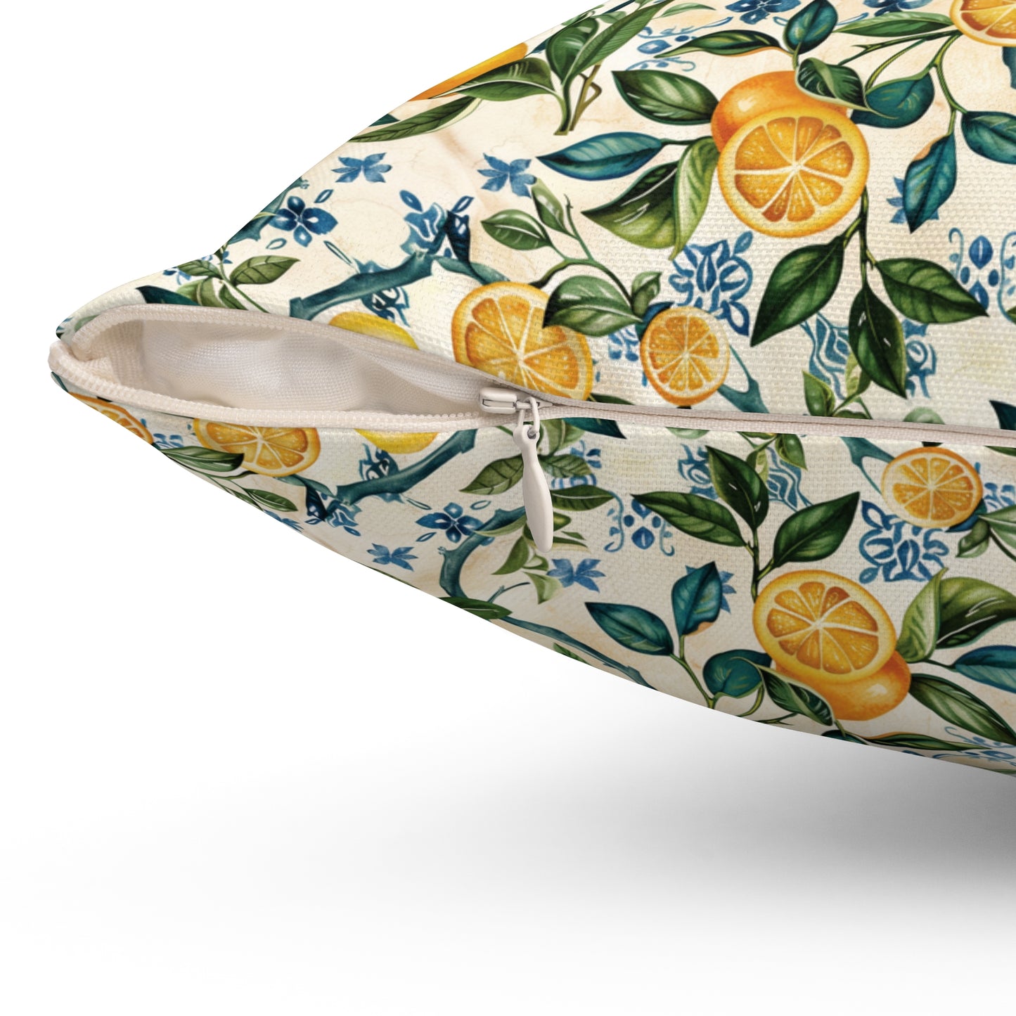 Lemon Branches Pillow | Citrus Floral Square Pillow, Botanical Home Decor