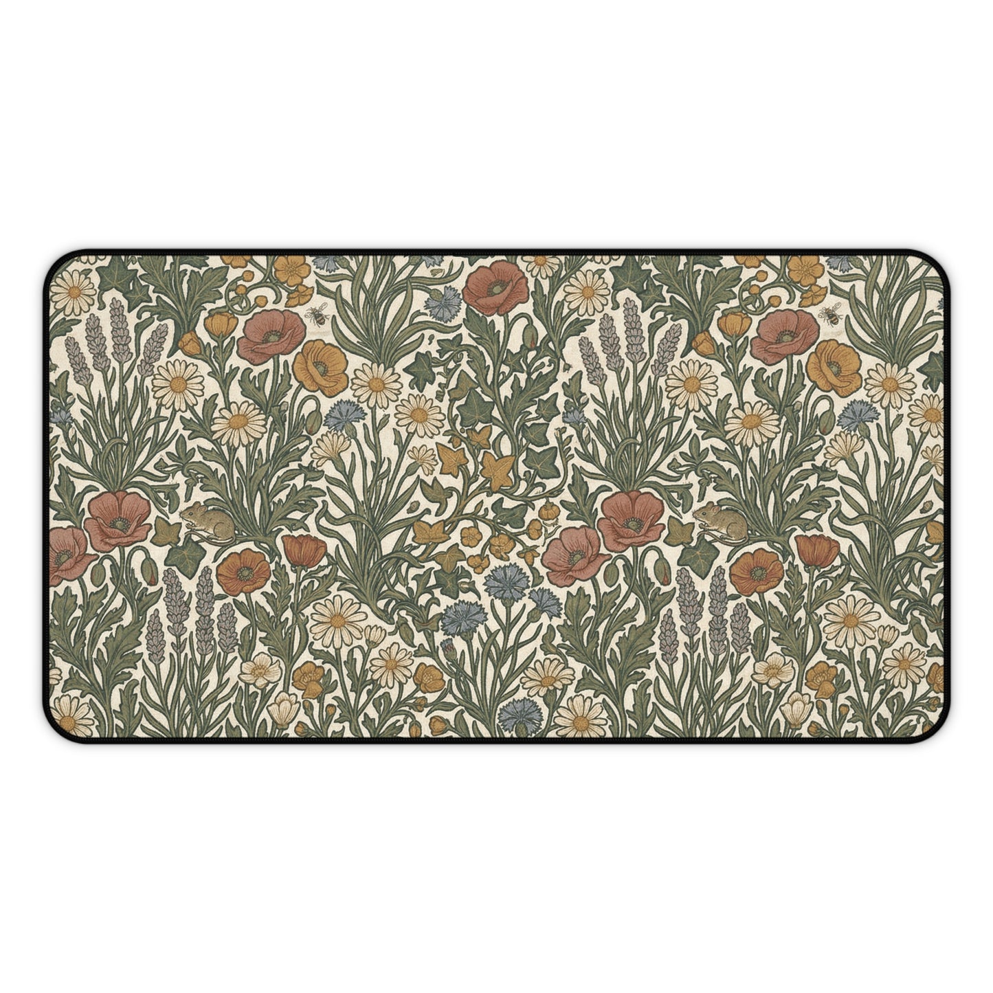 Vintage Wildflower Pattern Desk Mat | Floral Botanical Mousepad