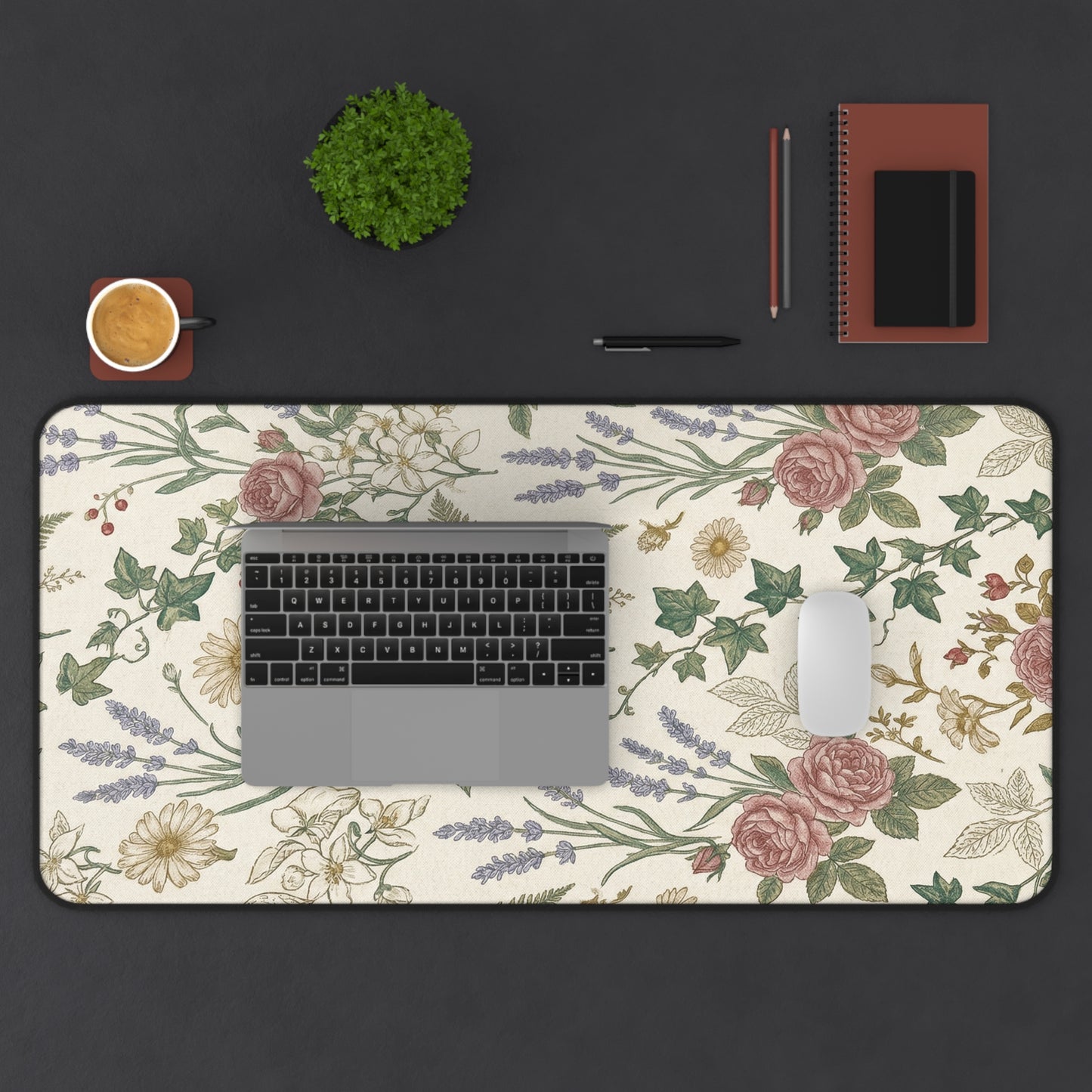 Vintage Wildflower Pattern Desk Mat | Floral Botanical Mouse Pad