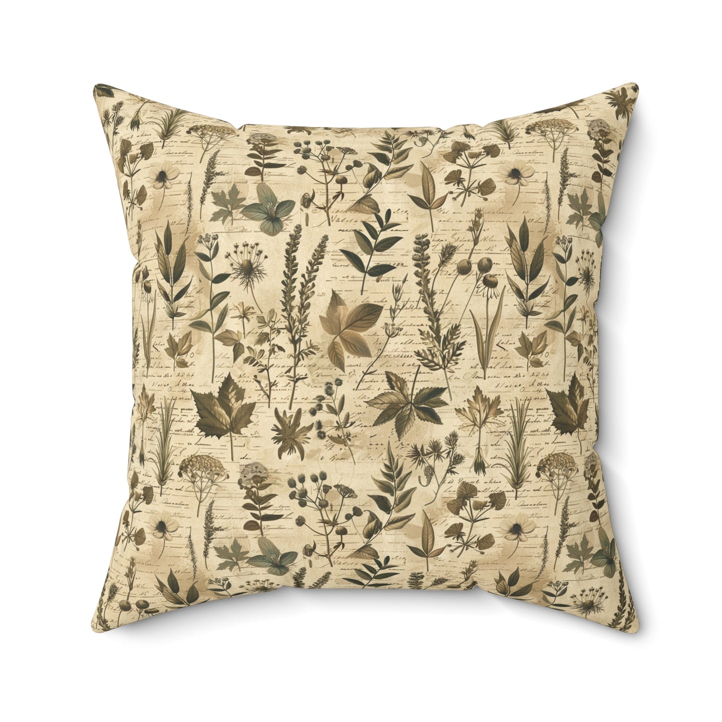 Vintage Botanical Pattern Pillow | Neutral Floral Accent Pillow
