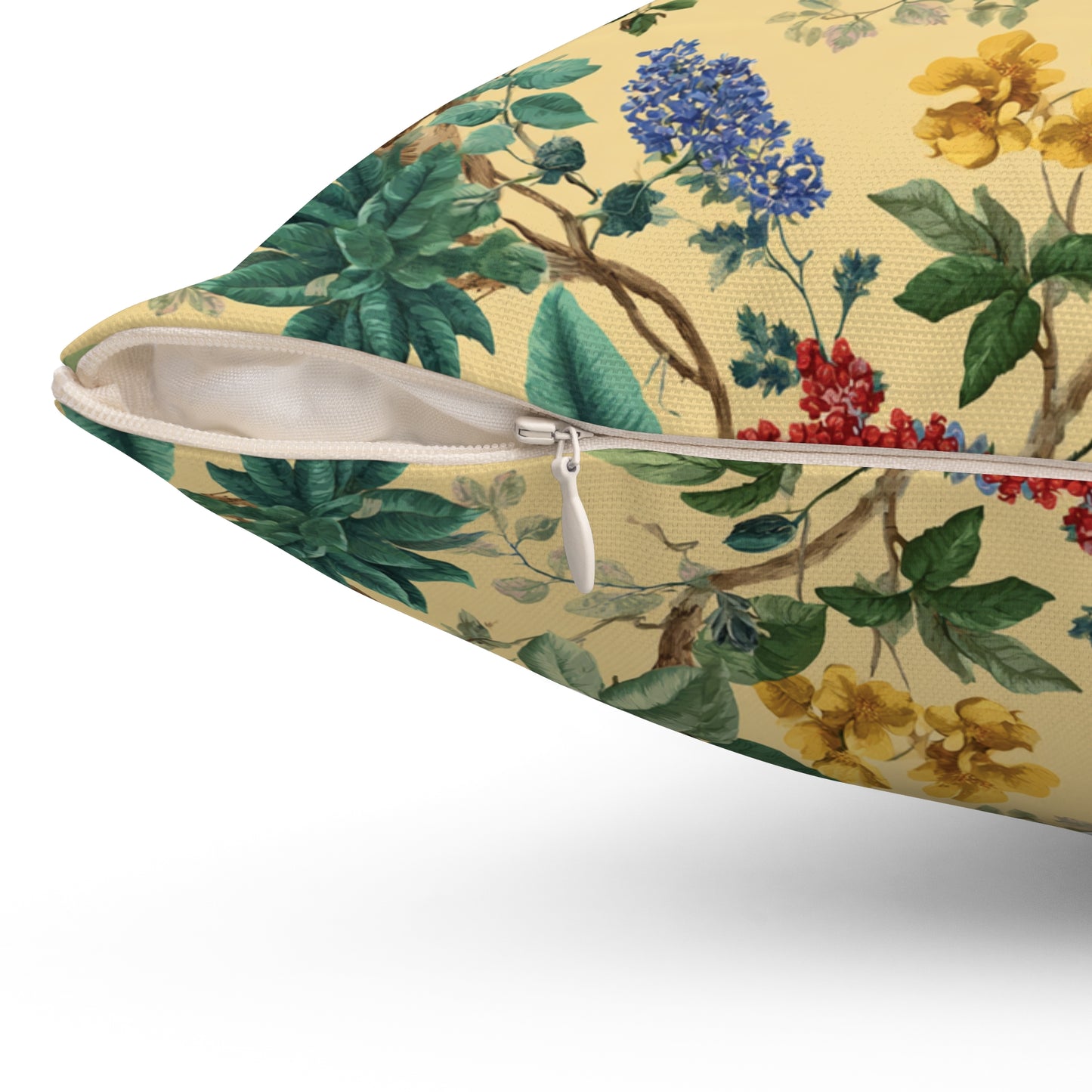 Vintage Floral Pattern Spun Polyester Square Pillow | Botanical Throw Pillow