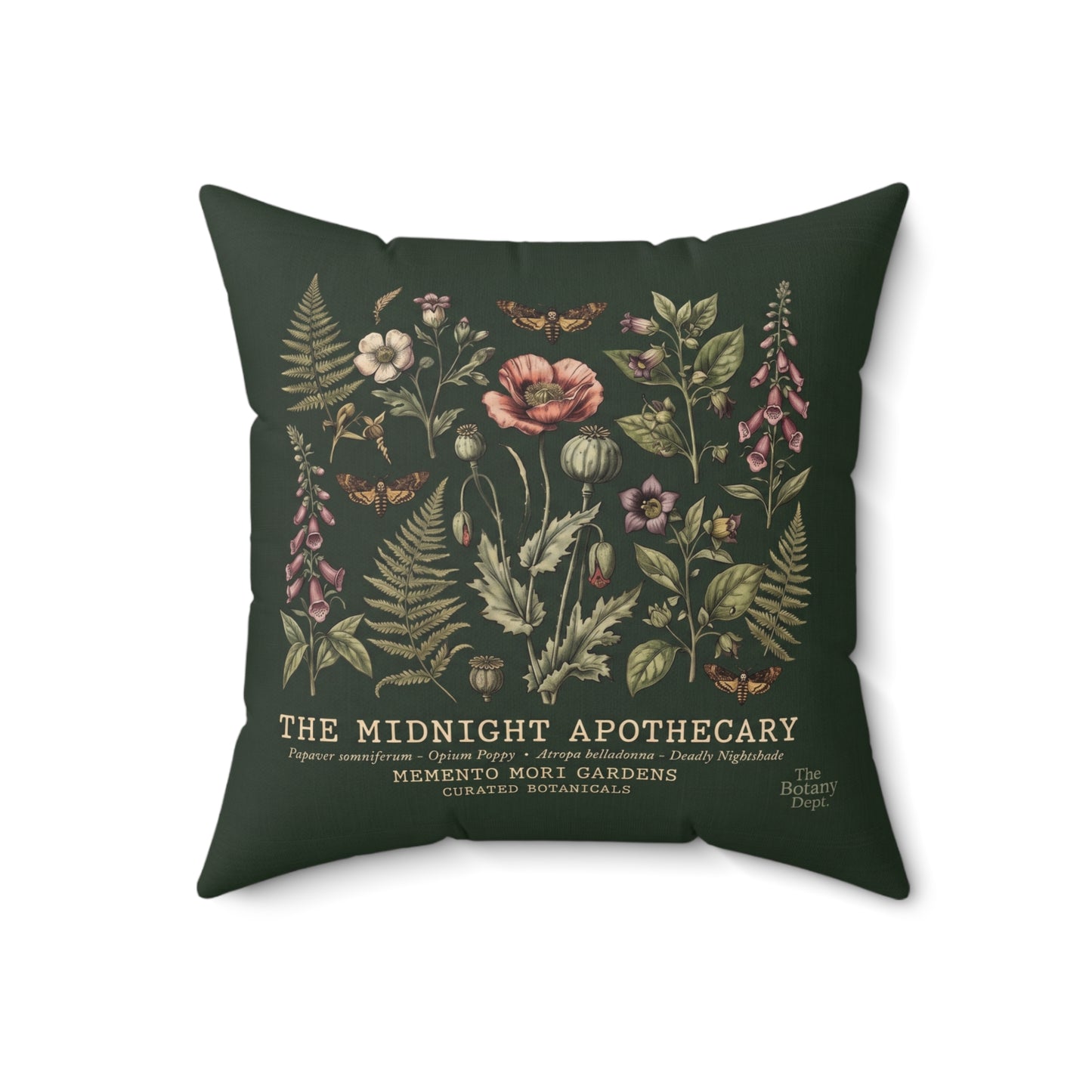 Midnight Apothecary Floral Print Pillow | Botanical Square Pillow