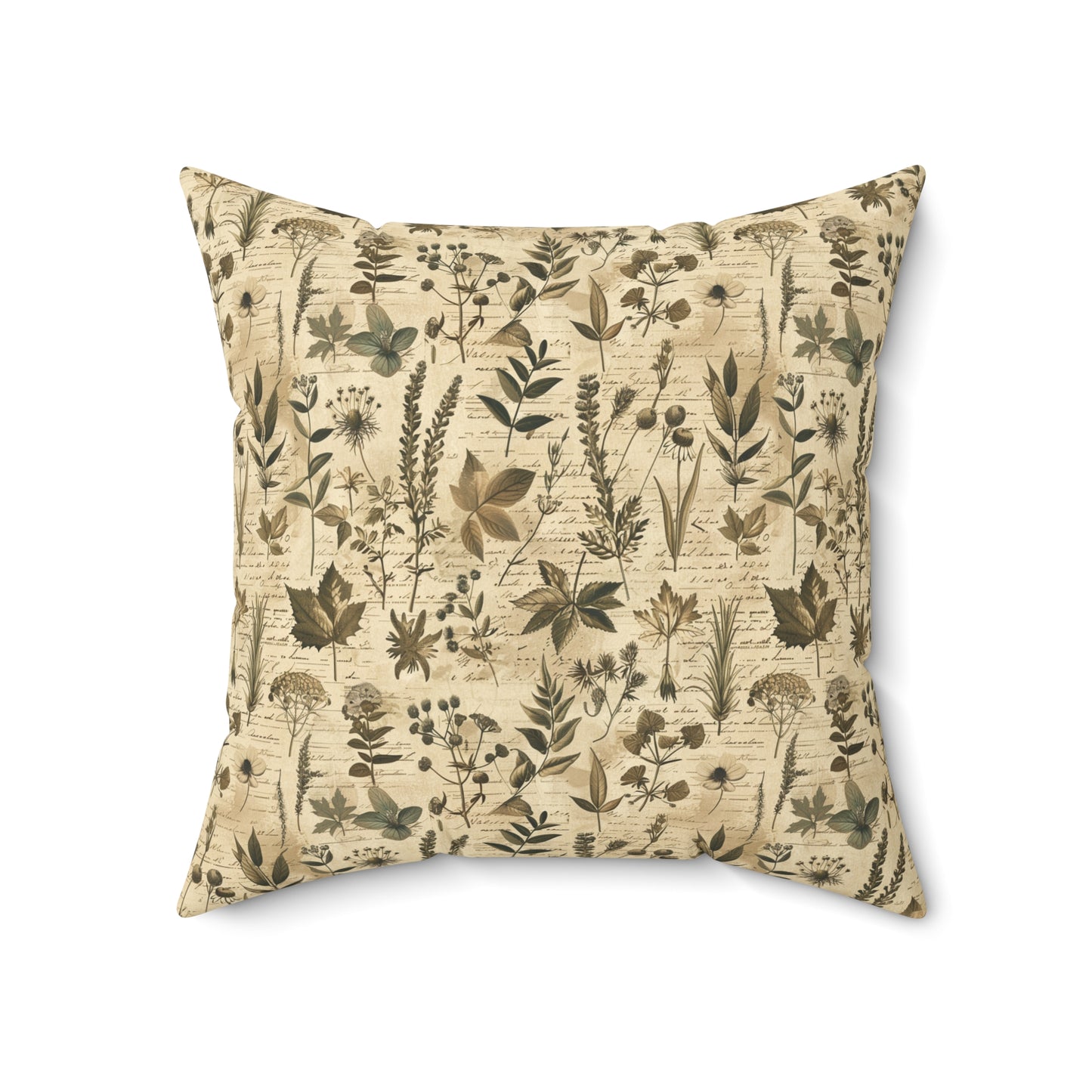Vintage Botanical Pattern Pillow | Neutral Floral Accent Pillow